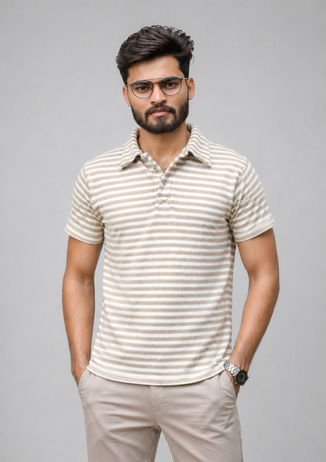 cotton net Polo Shirt in Multi