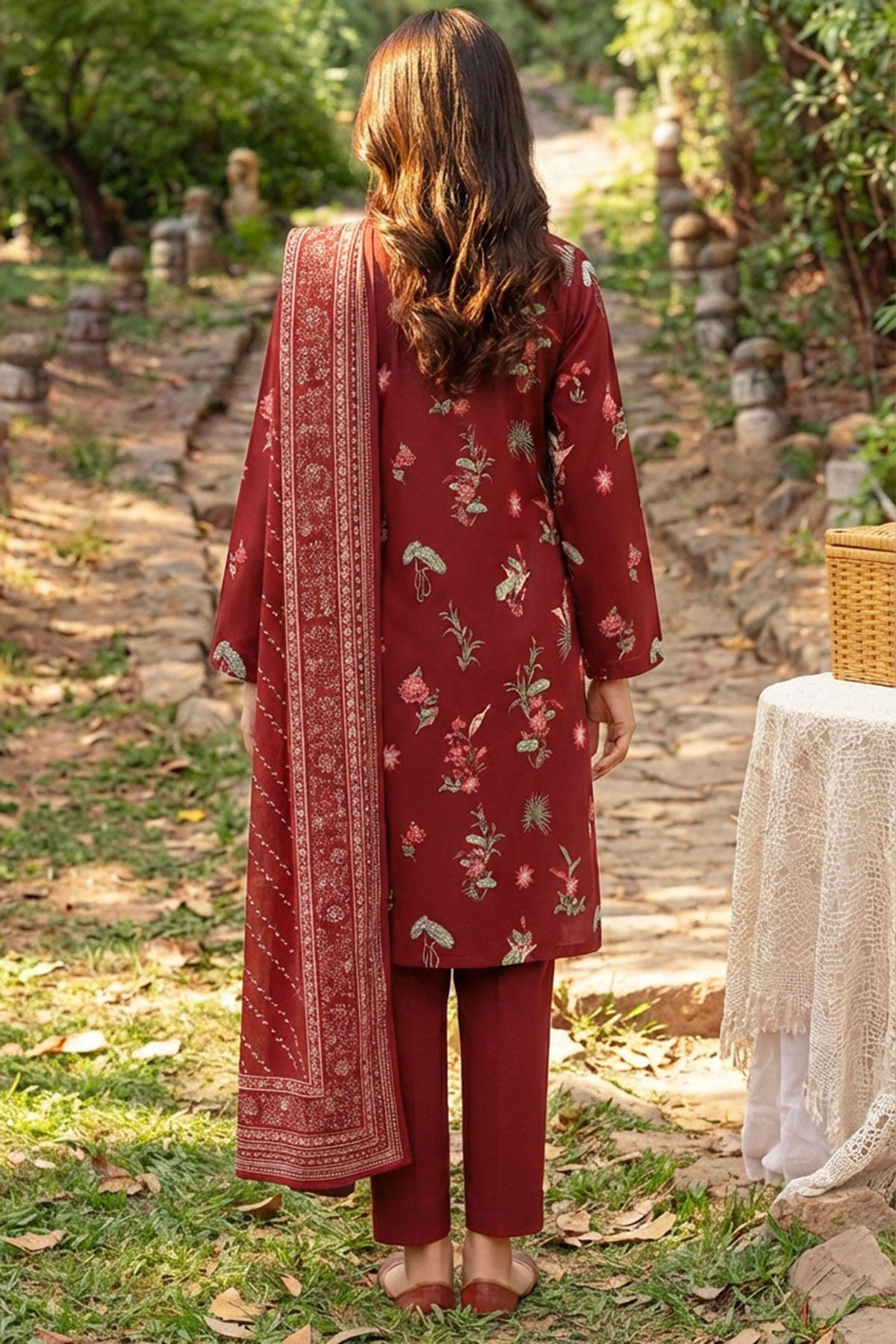 lawn Unstitched in Red
