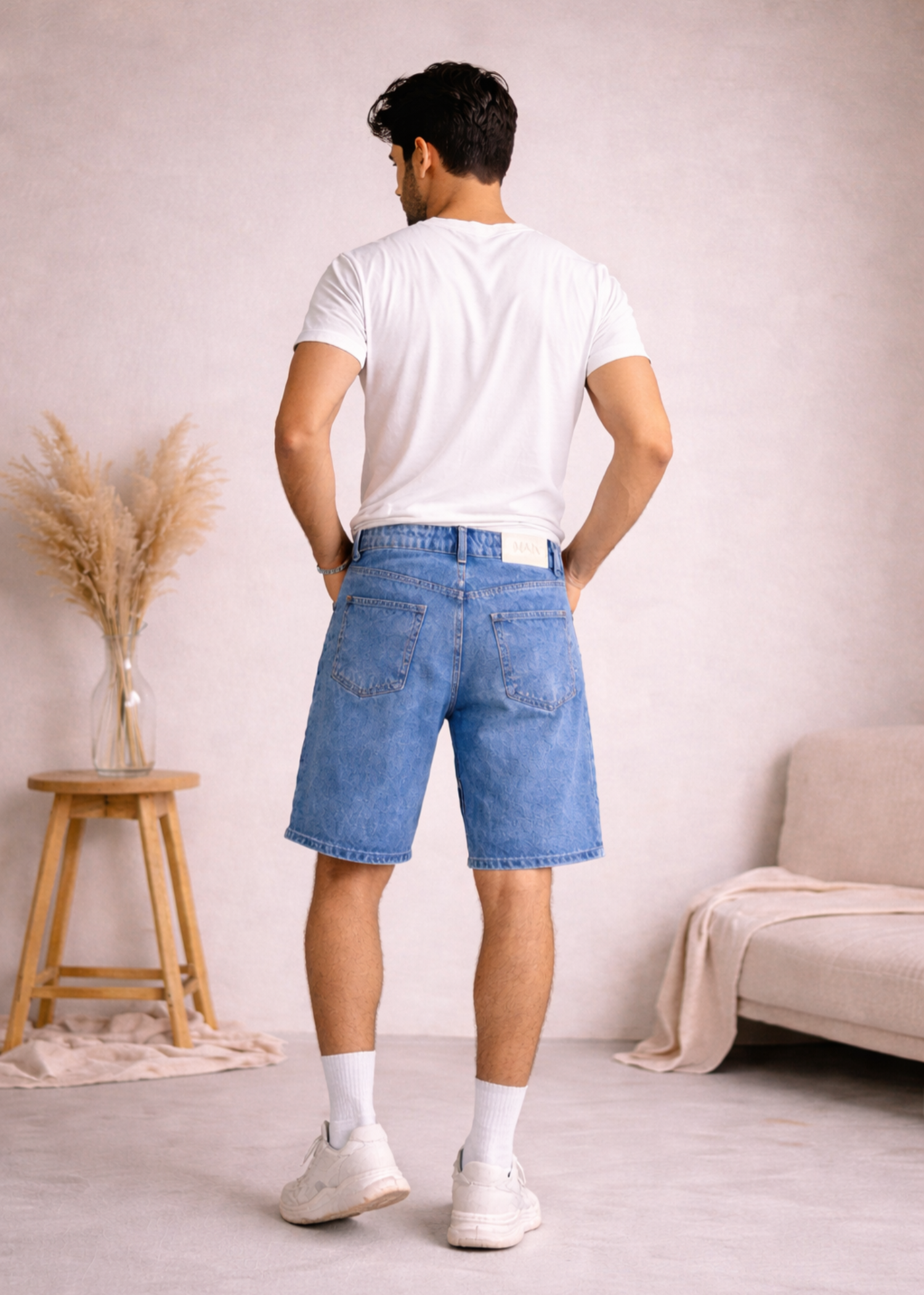 denim Shorts in Denim by Kaasa Enterprises