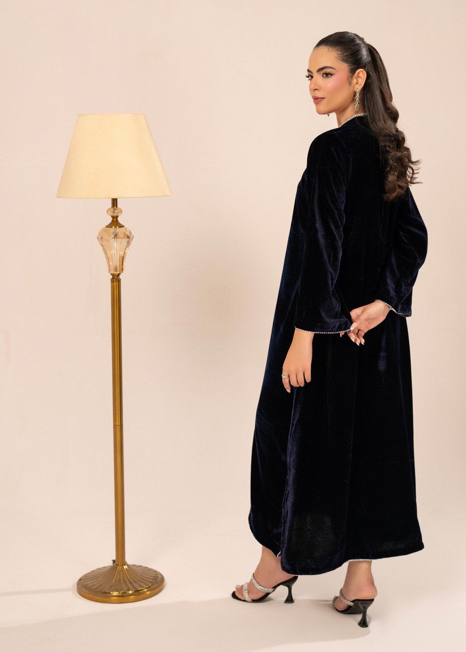 velvet Kaftan in Navy blue