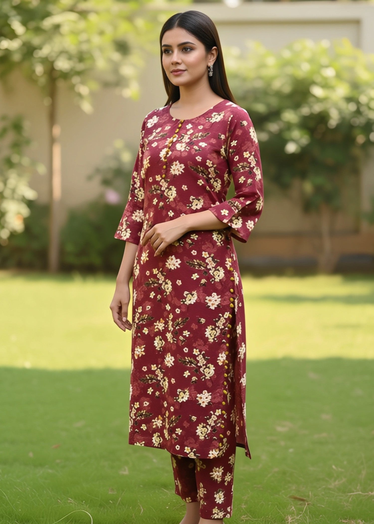 cotton Co Ord Sets in Carmine
