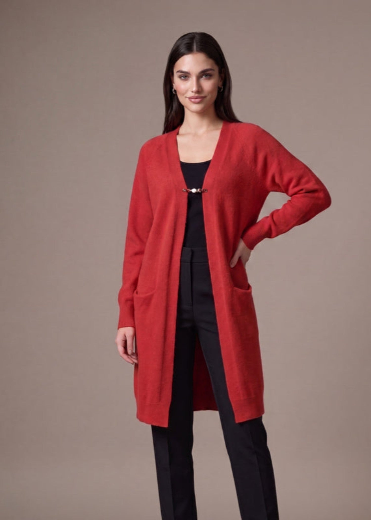 wool Cardigan in Blood red