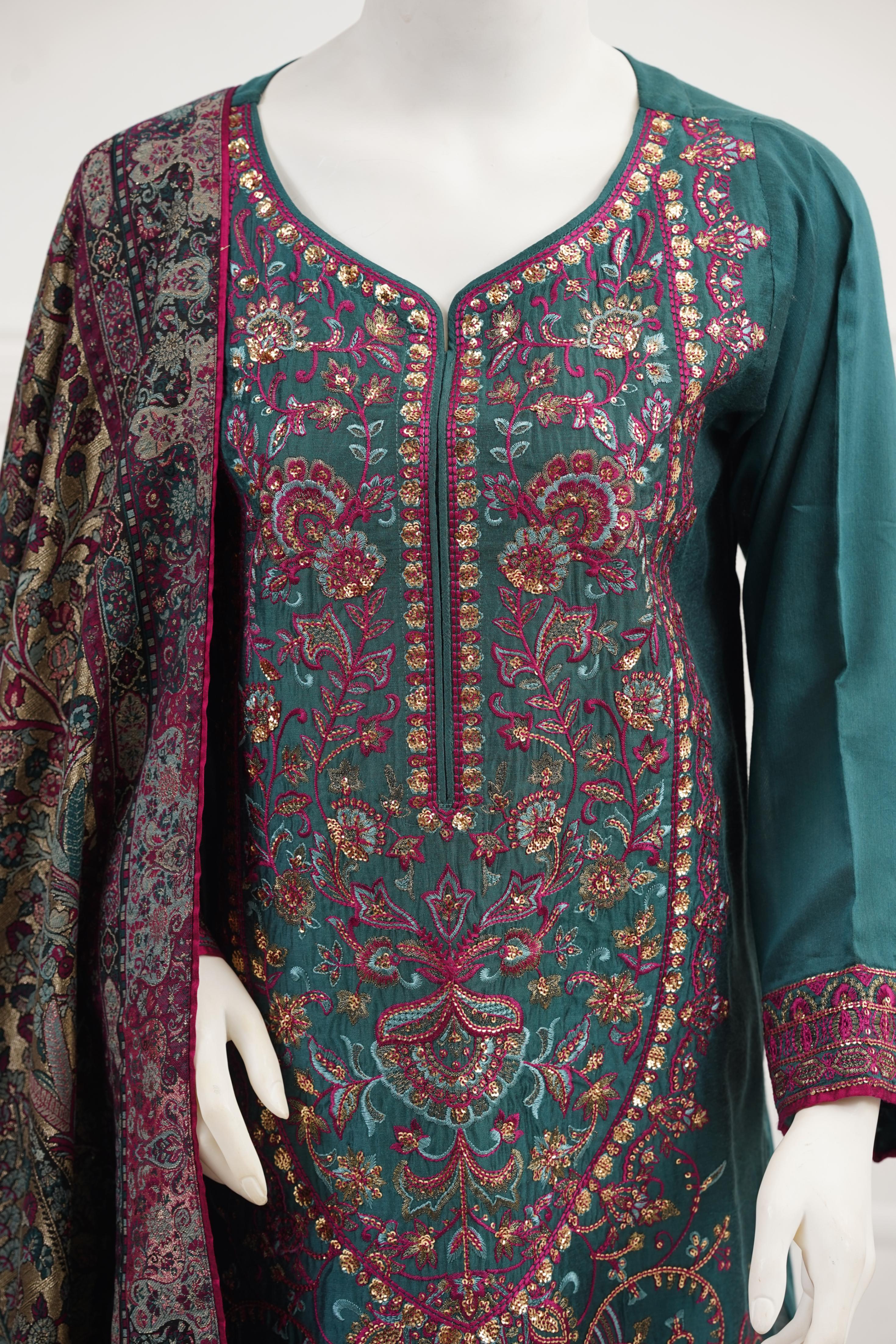 viscose Kurta Set in Pine green