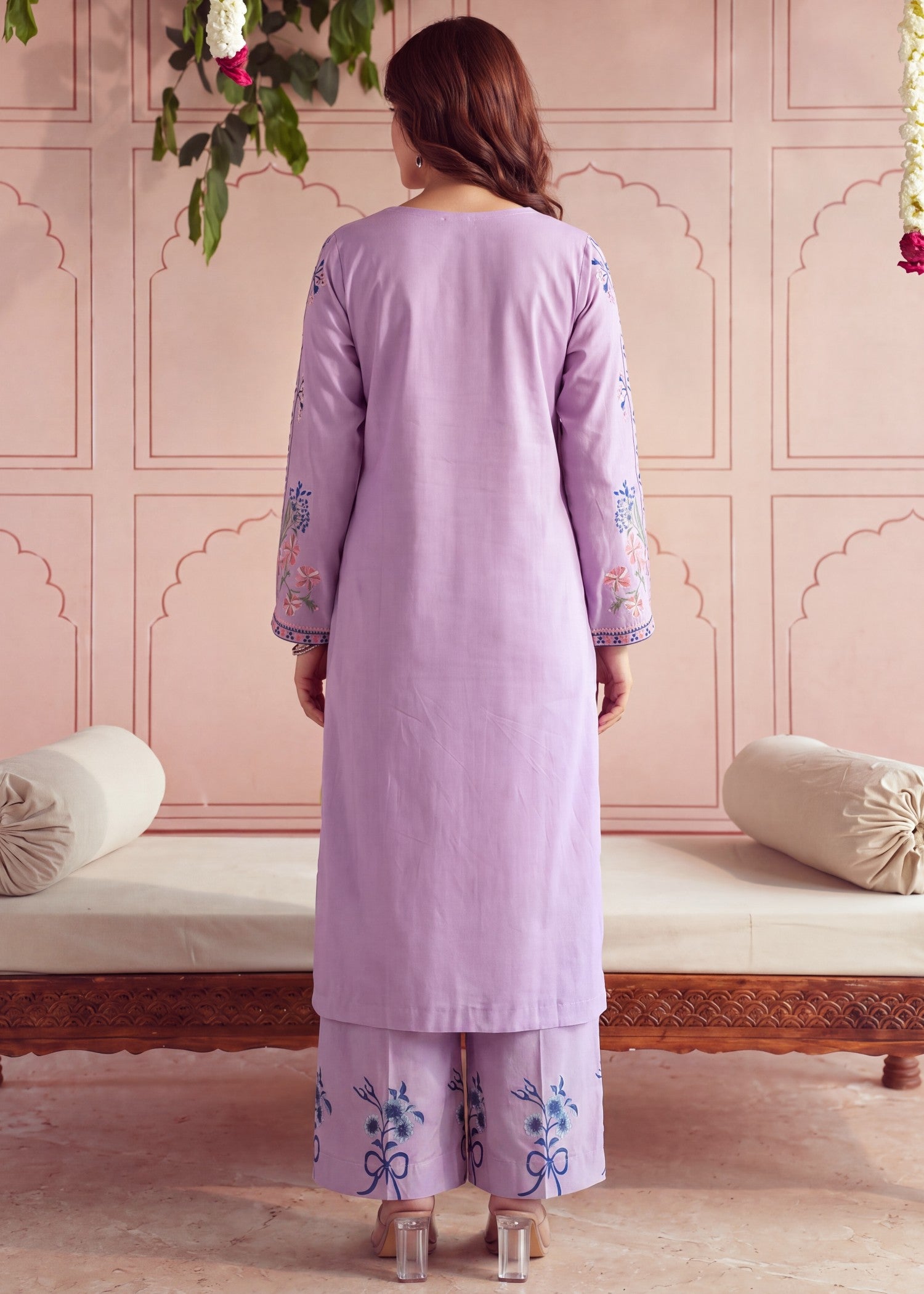 lawn Kurta Set in Heathered lilac
