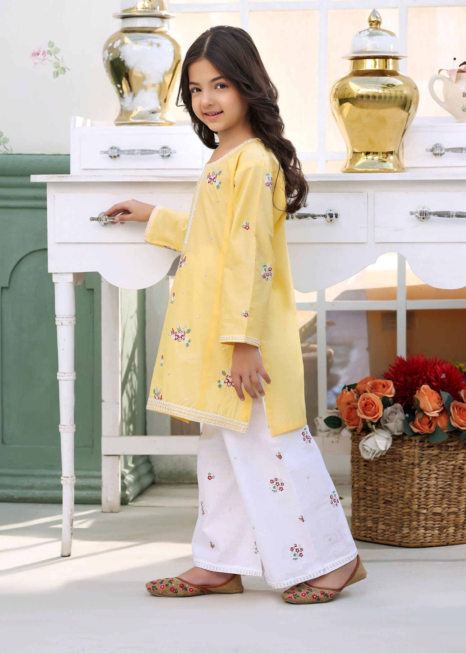 cotton Kurta Set in Lemon