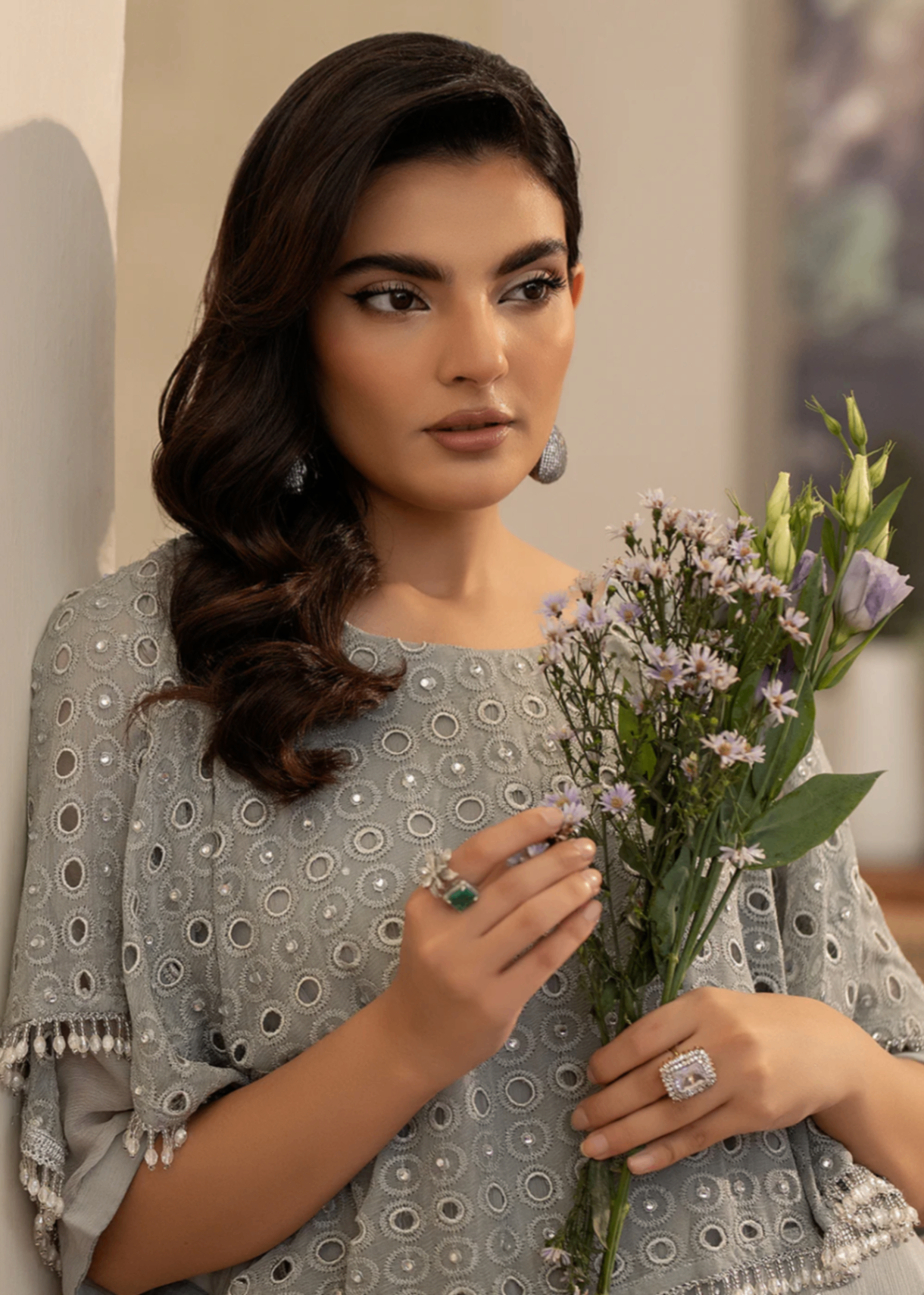 chiffon Dress in Silver