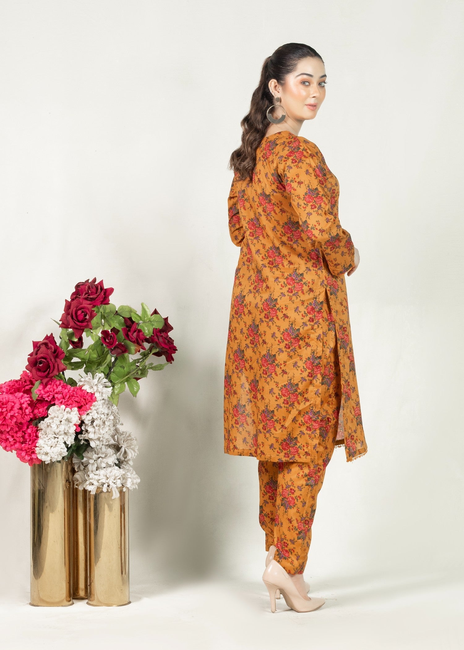 lawn Kurta Set in Goldenrod