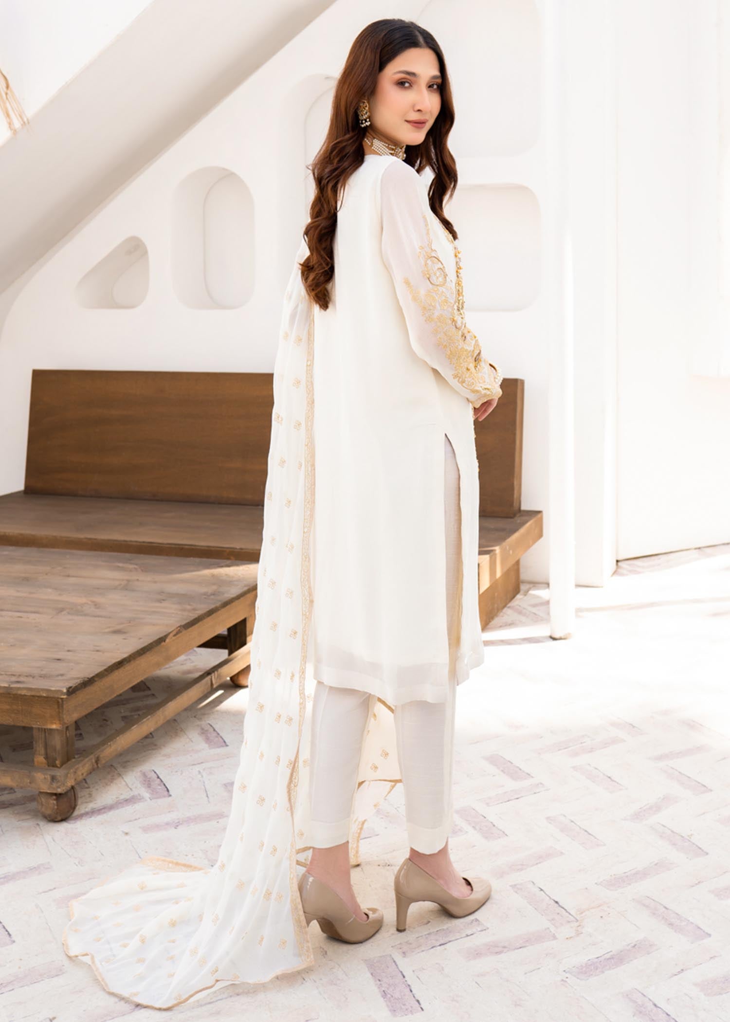 chiffon Unstitched in White
