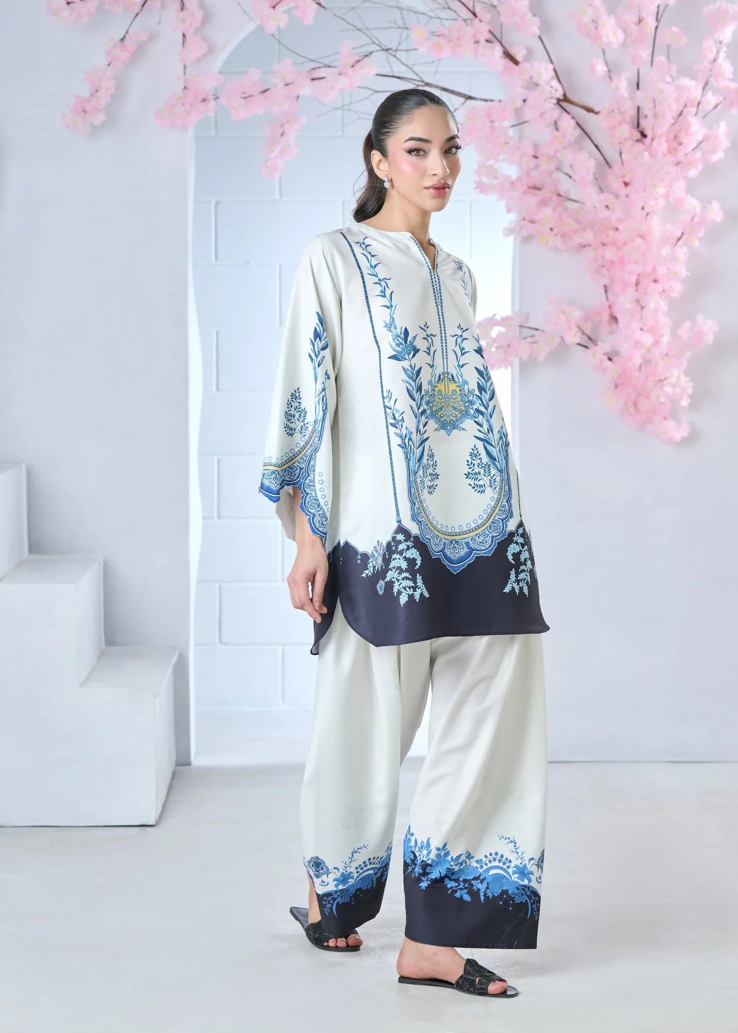 raw silk Kurta Set in White
