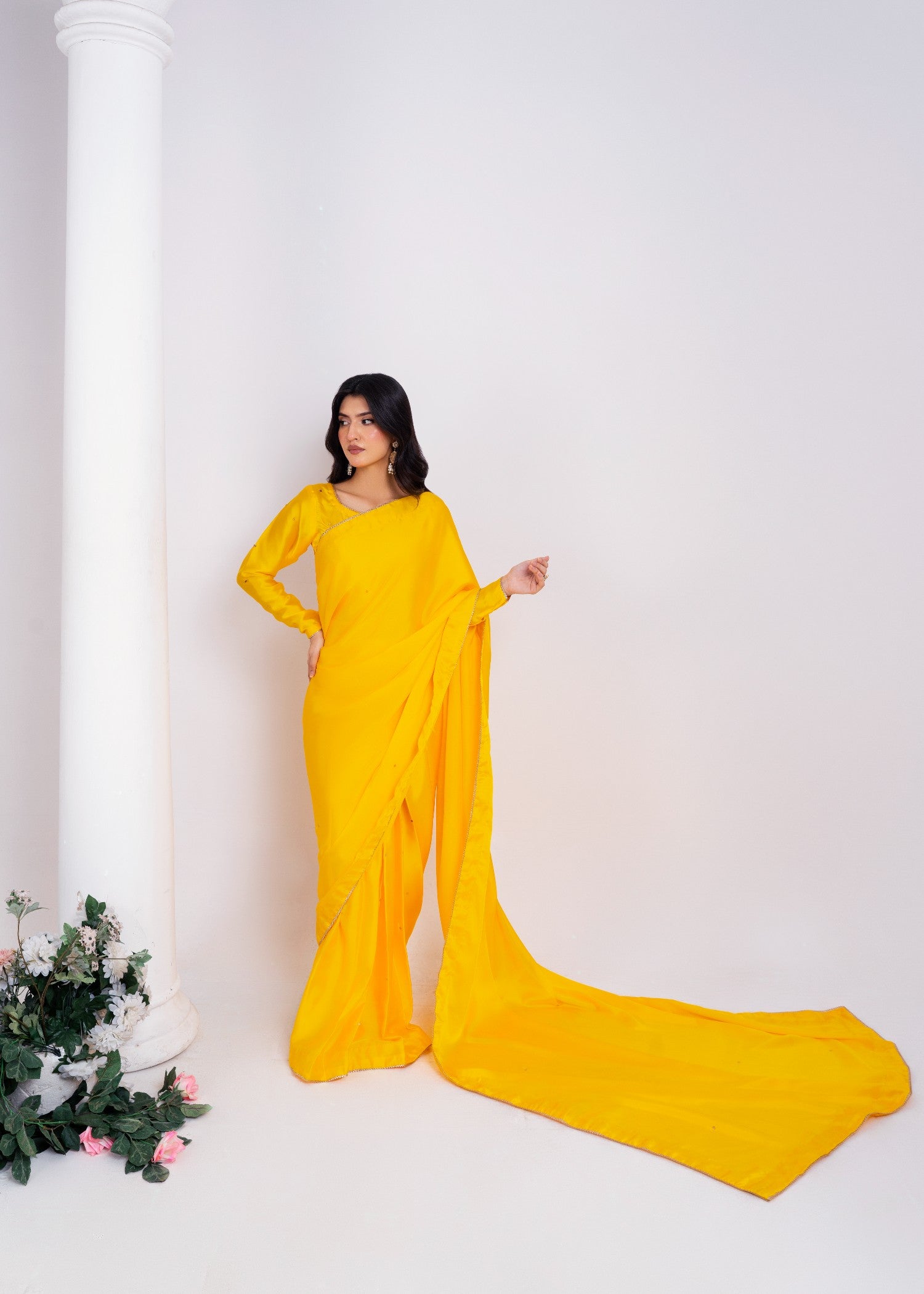silk Saree in Yellow