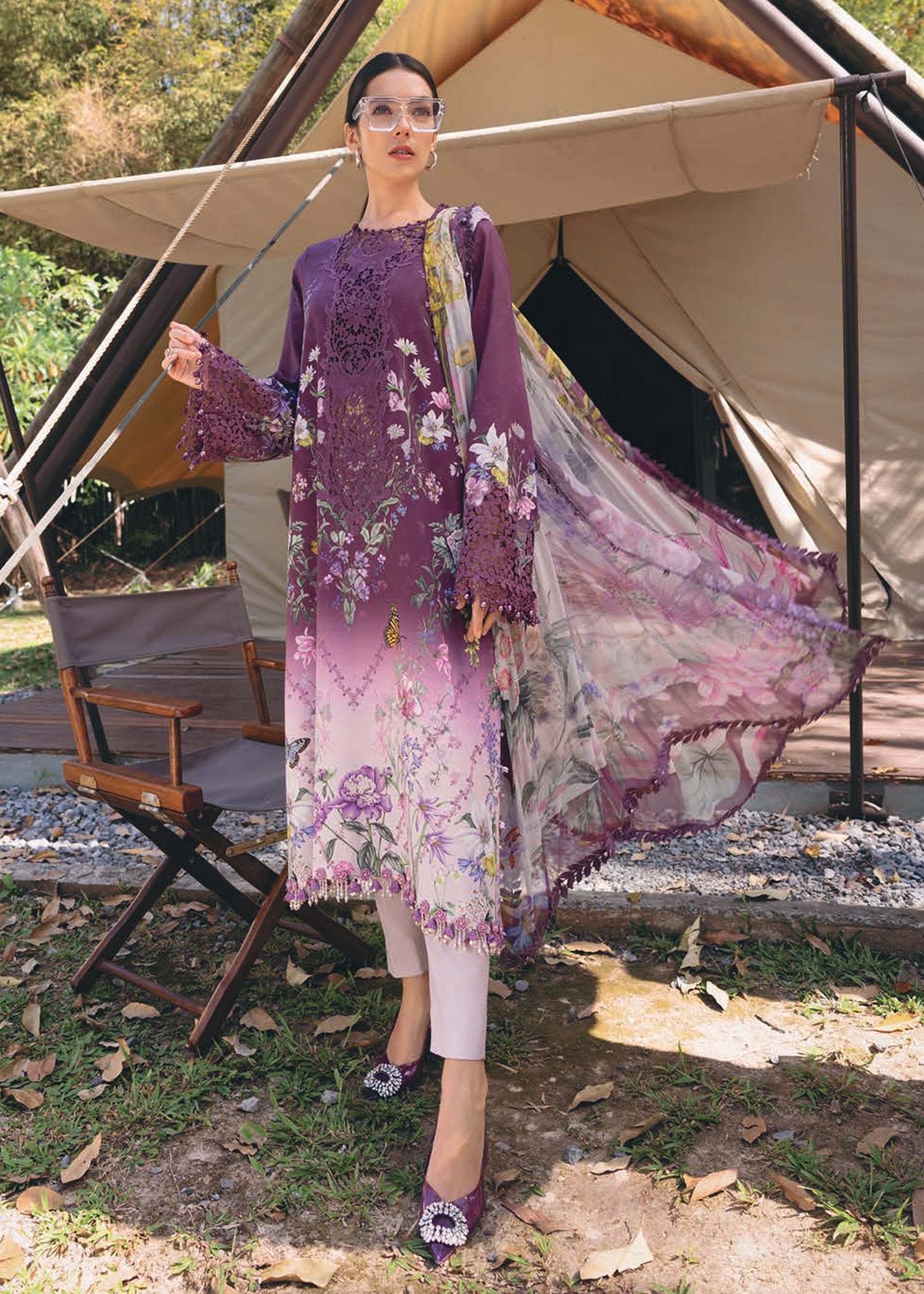 lawn Unstitched in Plum