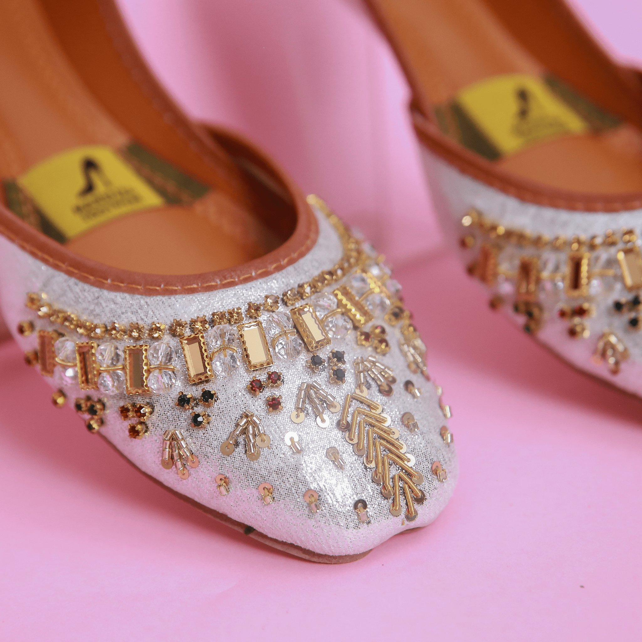 Khussa in Silver by - High Quality Women Khussa HMX9673