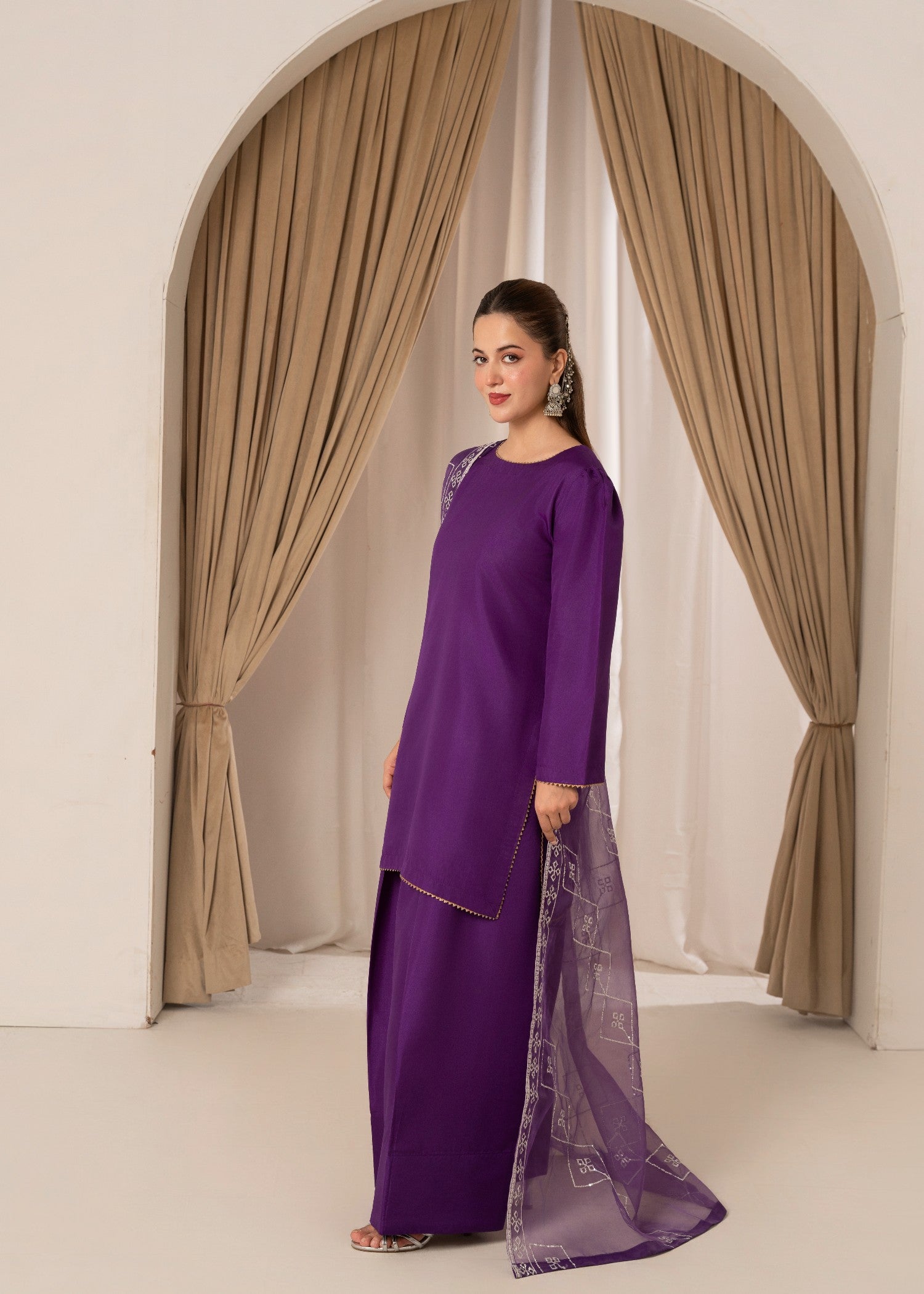 kattan silk Kurta Set in Indigo