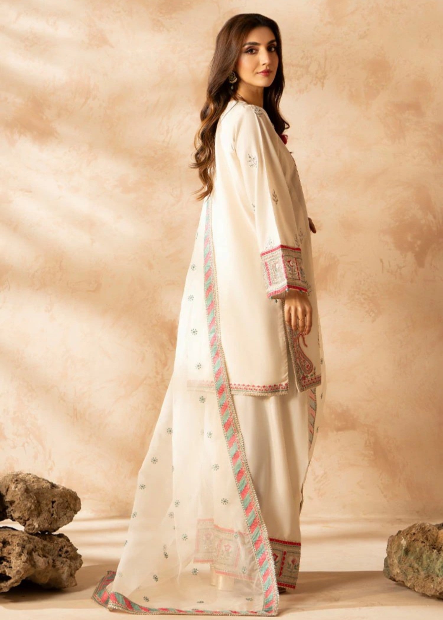 cambric Kurta Set in Off-white, vanilla