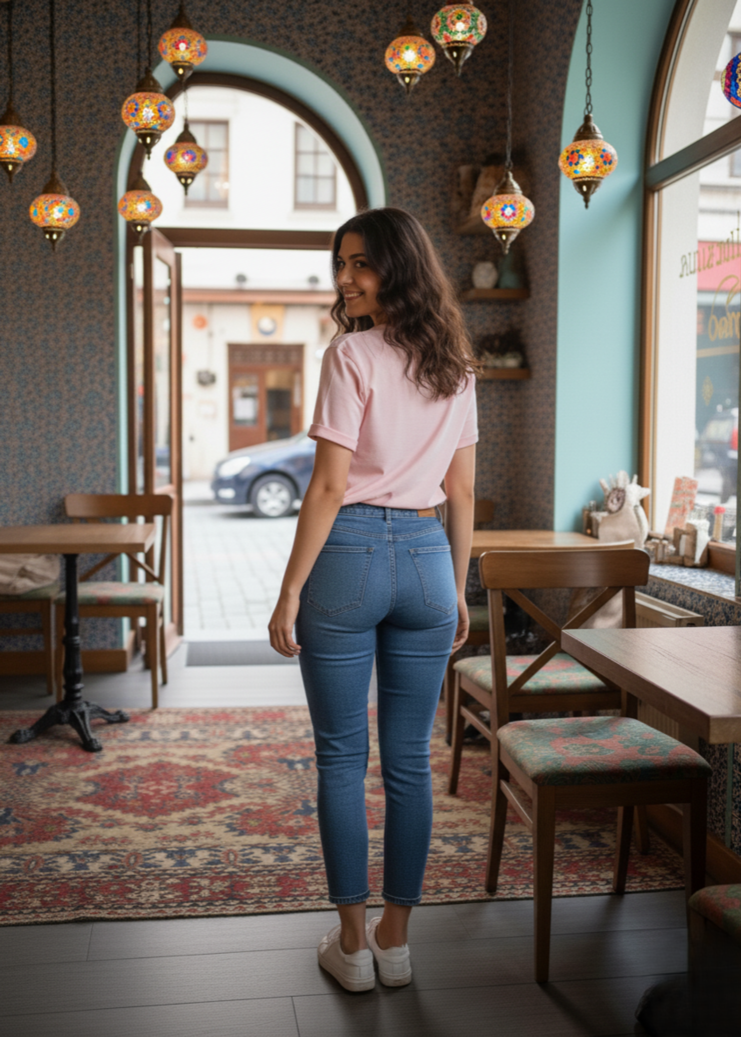 polycotton T Shirt in Light pink