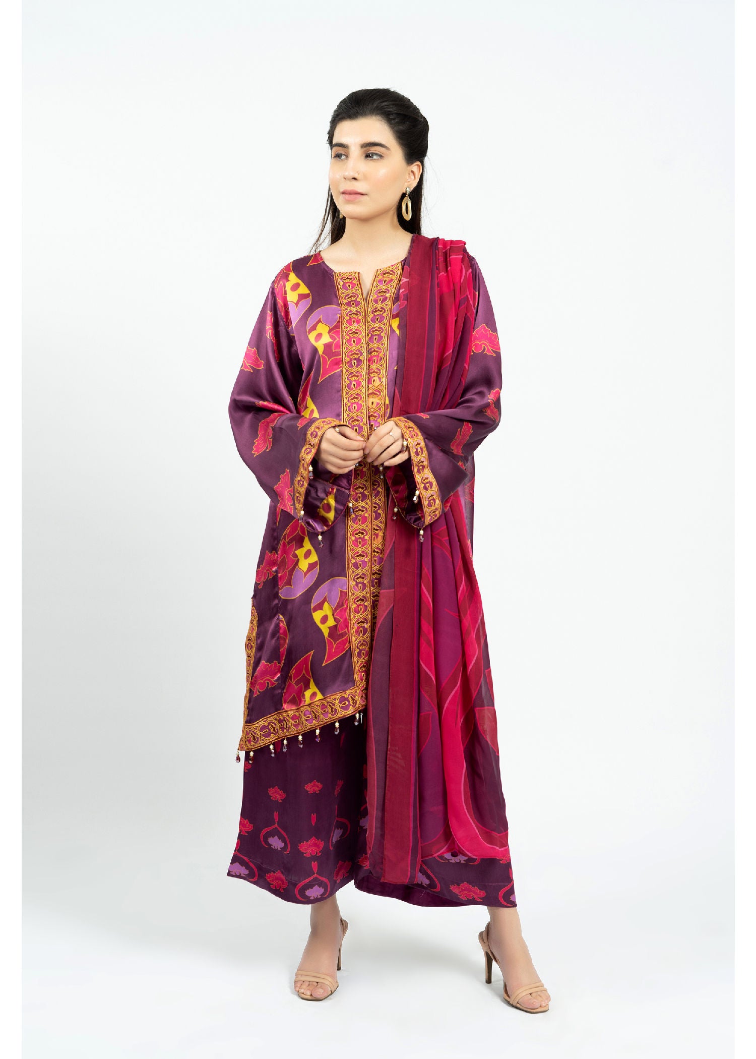 silk Kurta Set in Purple