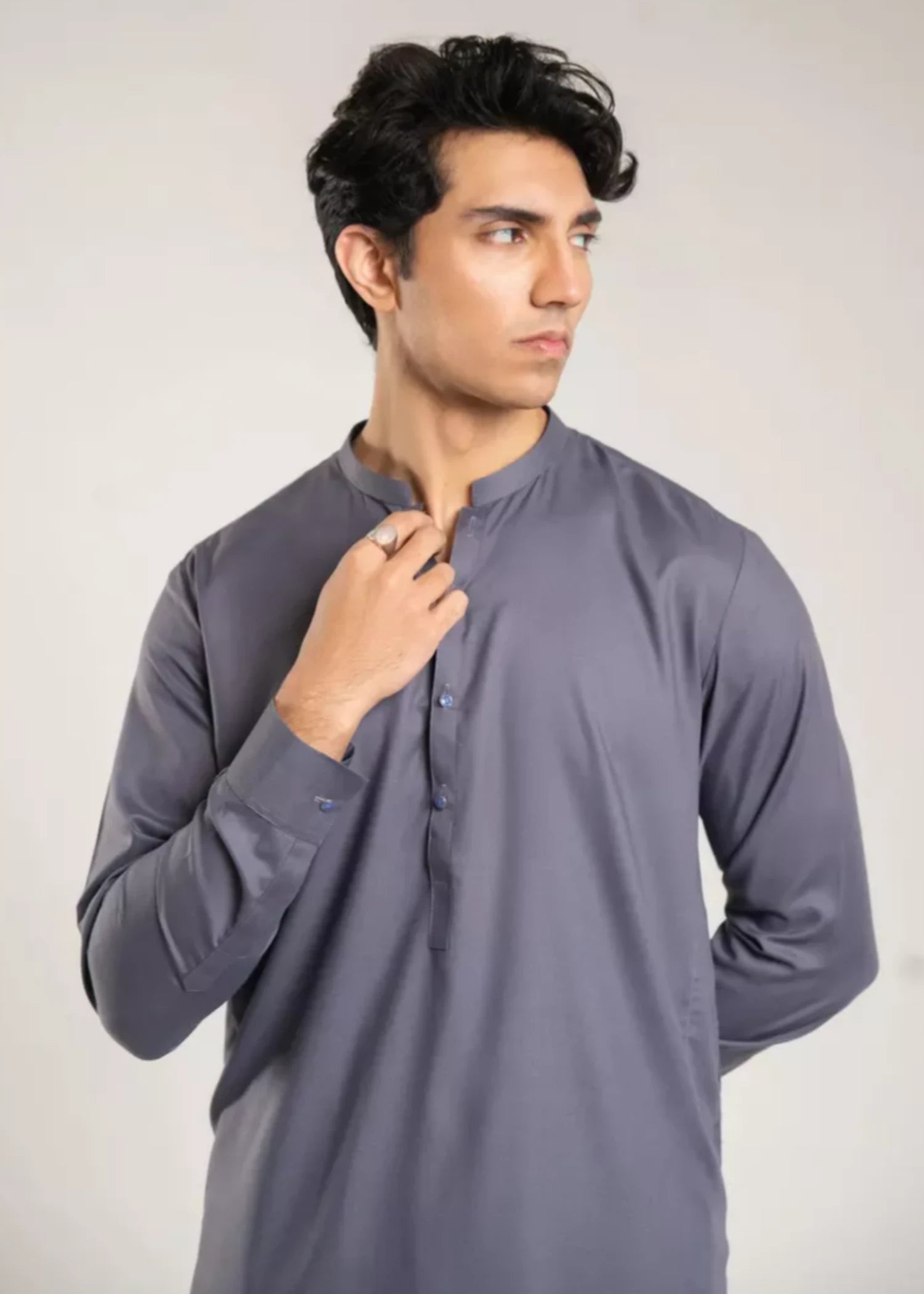 wash & wear Shalwar Kameez in Dark grey