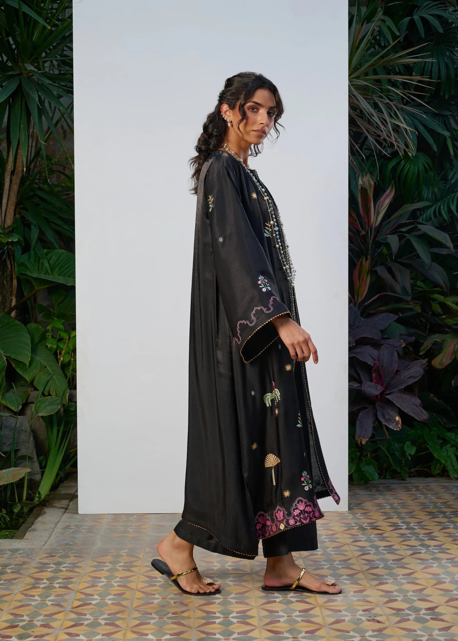 silk Gown in Black