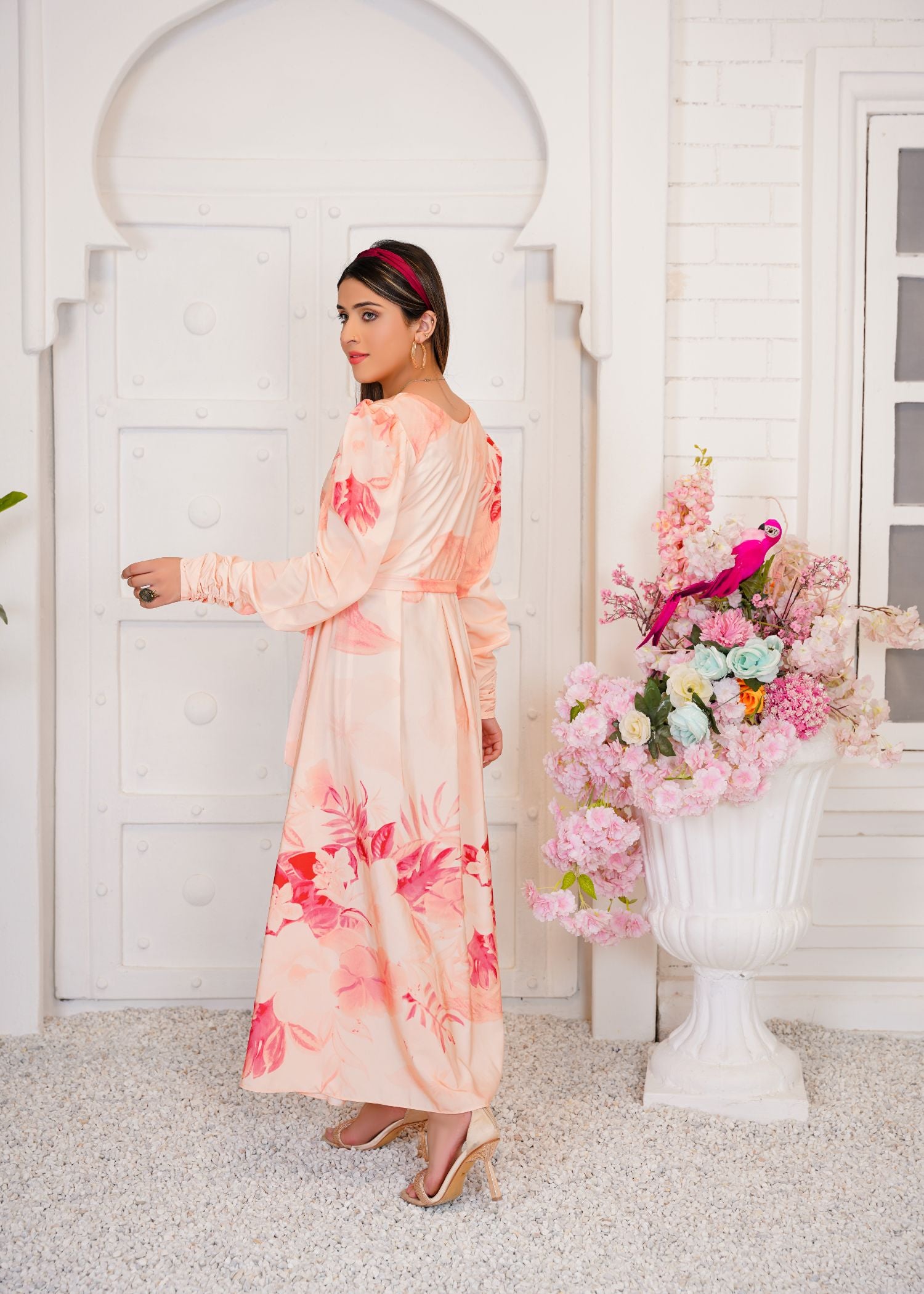 crepe Maxi in Peach pink