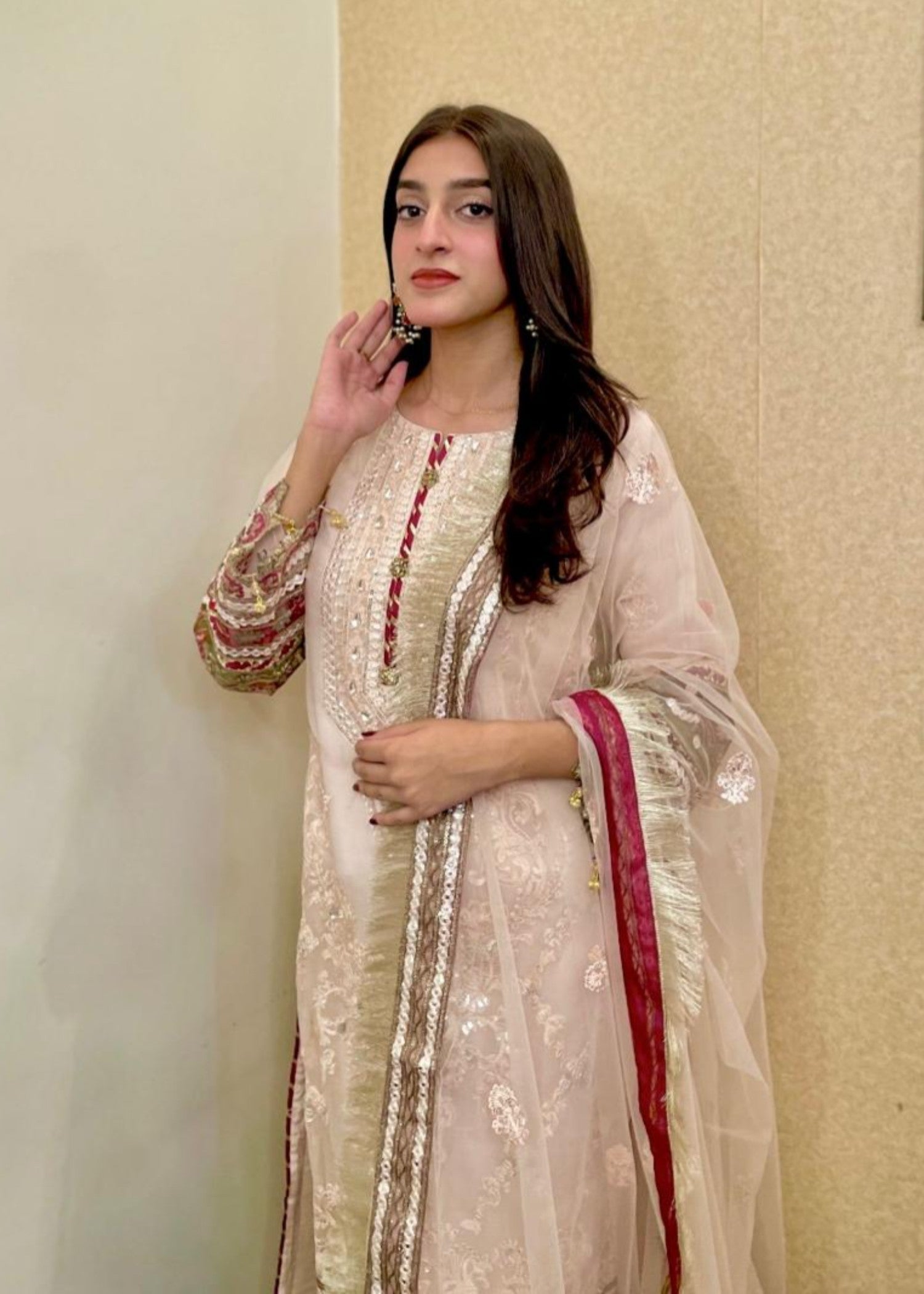 organza Kurta Set in Cotton