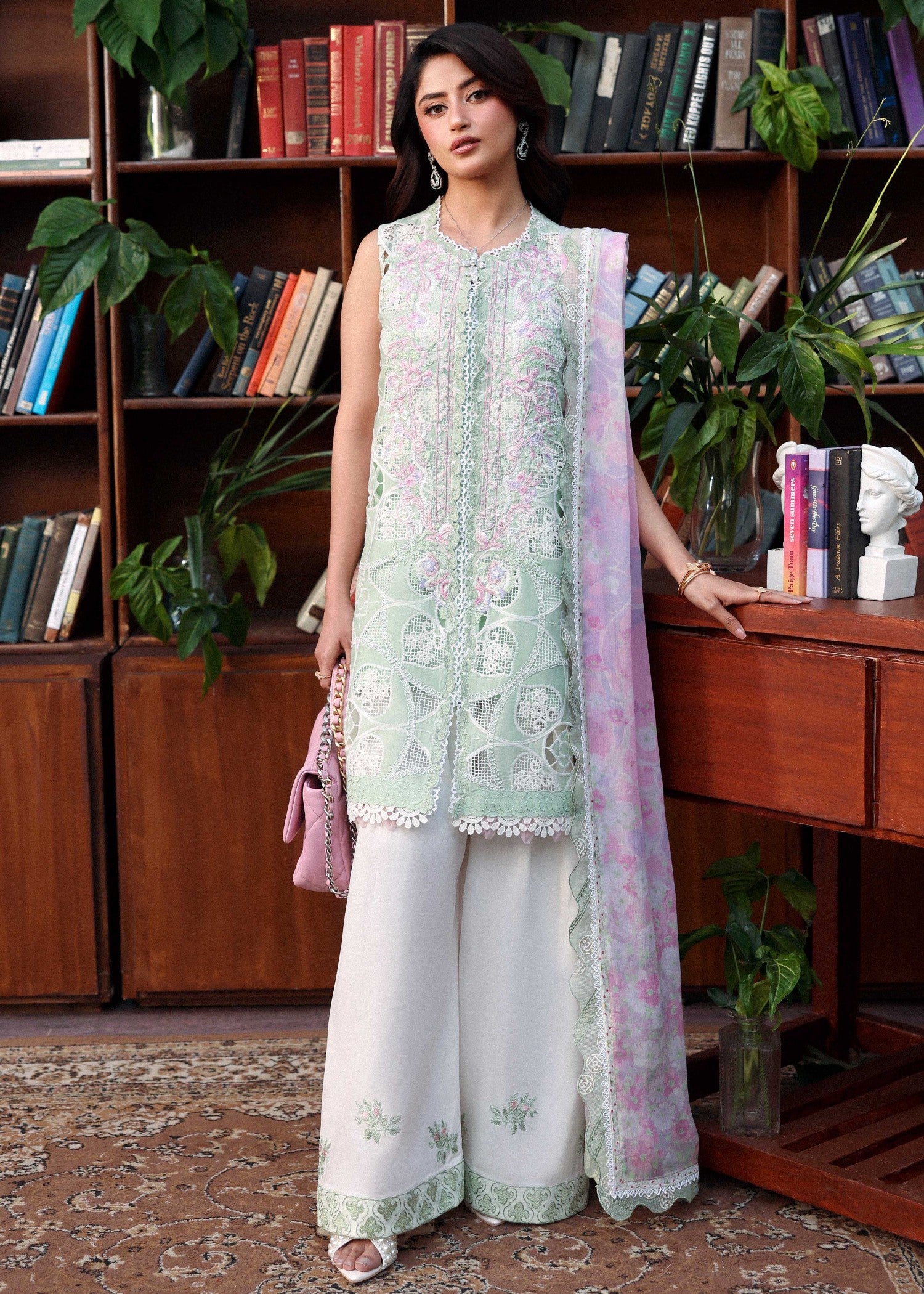 swiss voil Unstitched in Mint green