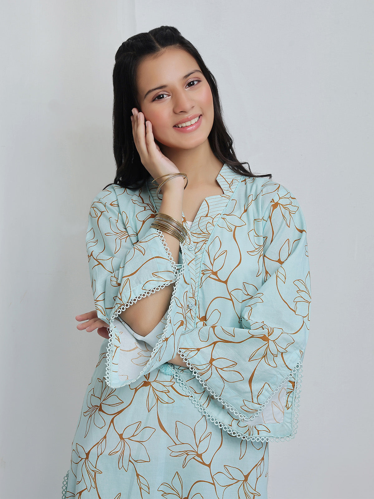 ribbed lawn Co Ord Sets in Aquamarine