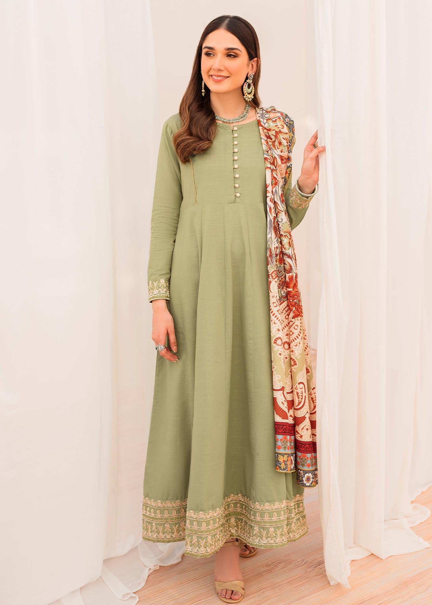 cotton Pishwas in Mint green