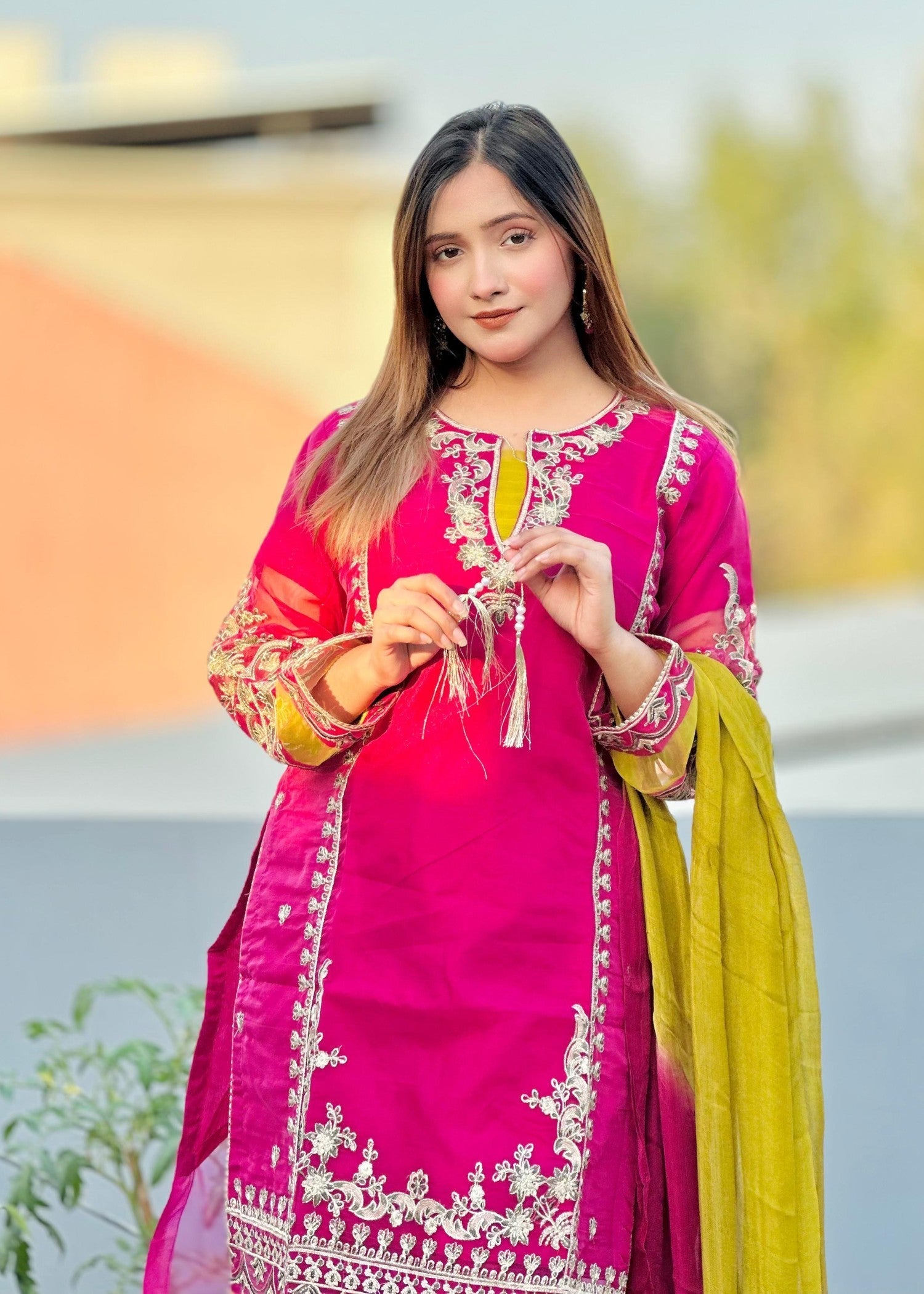 organza Kurta Set in Byzantium