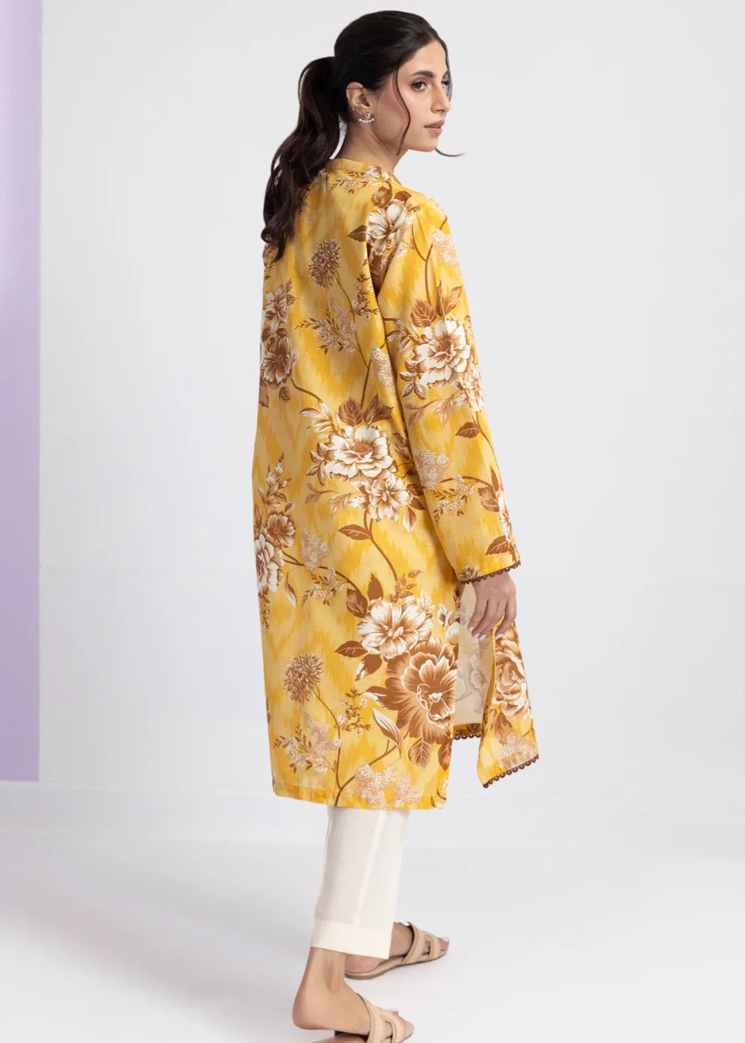 khaddar Kurti in Mellow yellow