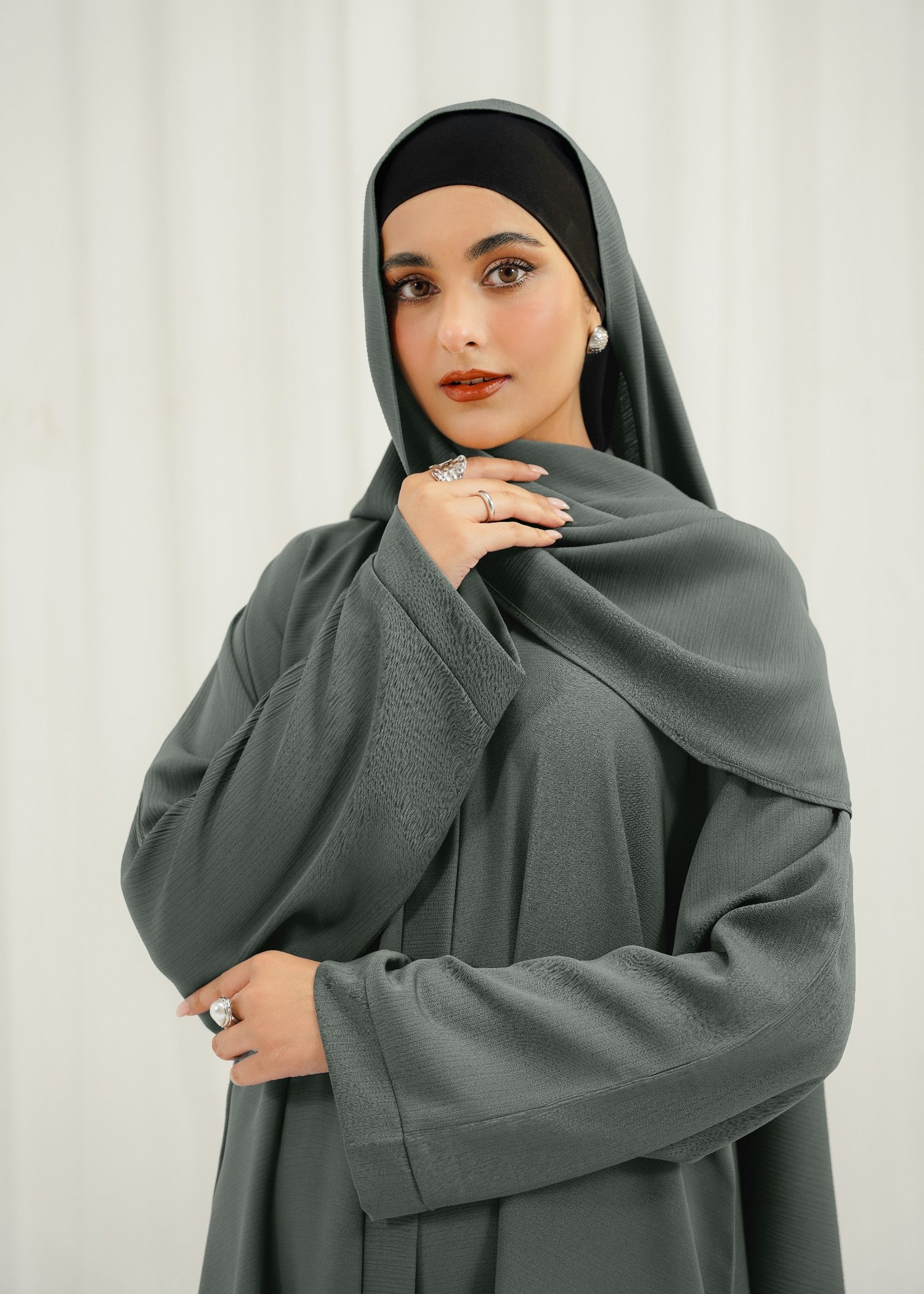 pk chiffon Abaya in Tea green