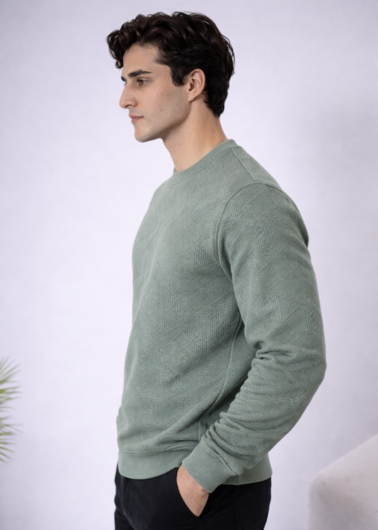 fleece jersey knit Sweatshirt in Sage green