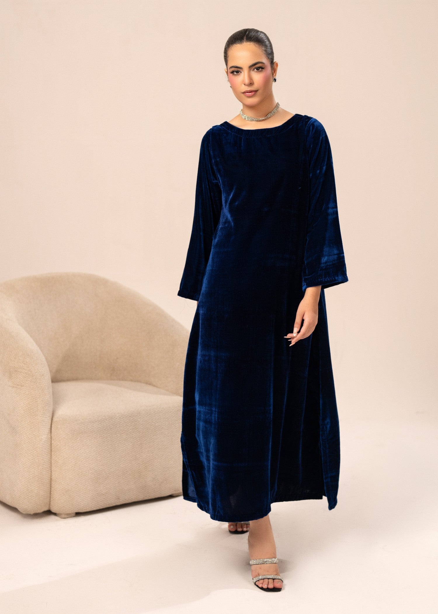 velvet Kaftan in Royal blue