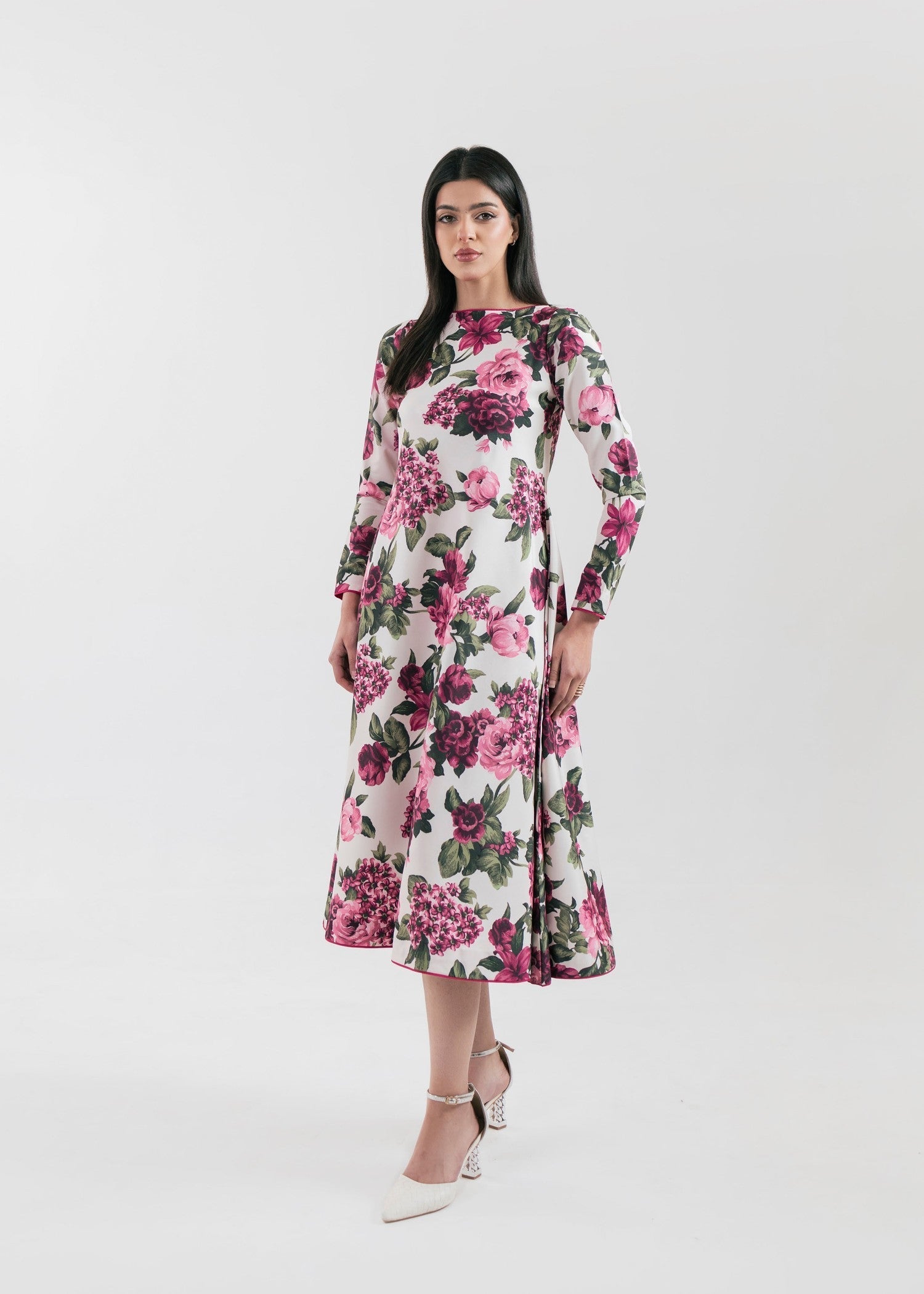 poly lawn Dress in White