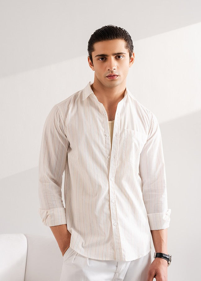 cotton Casual Shirt in Cream