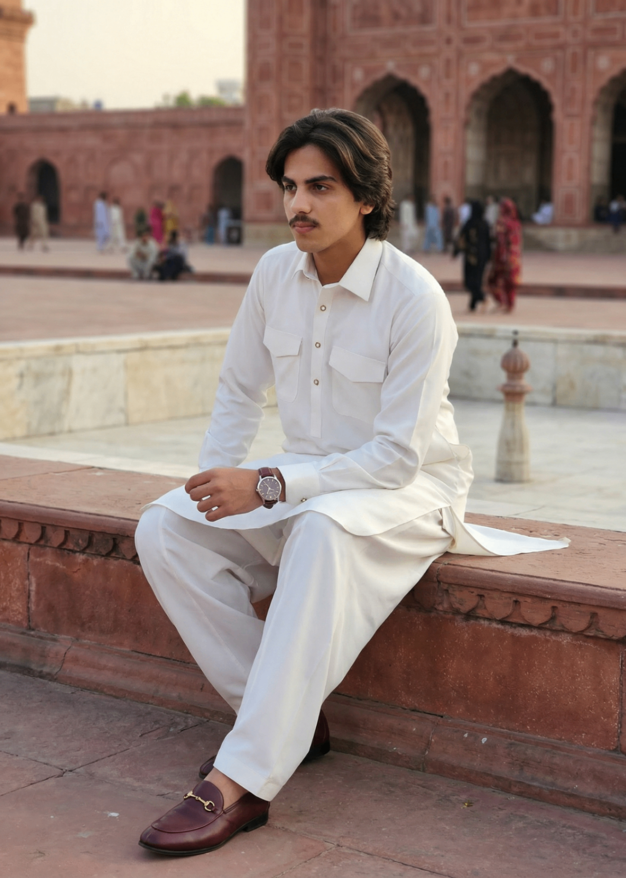 wash & wear Shalwar Kameez in White smoke