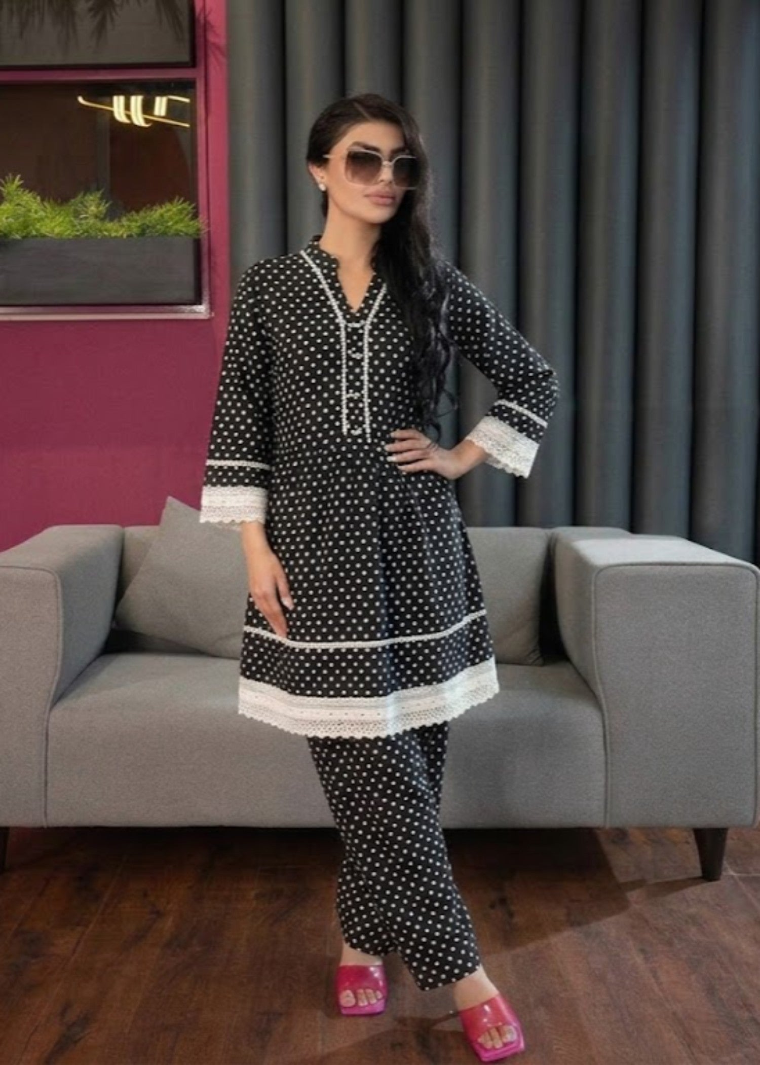 linen Short Frock in Black