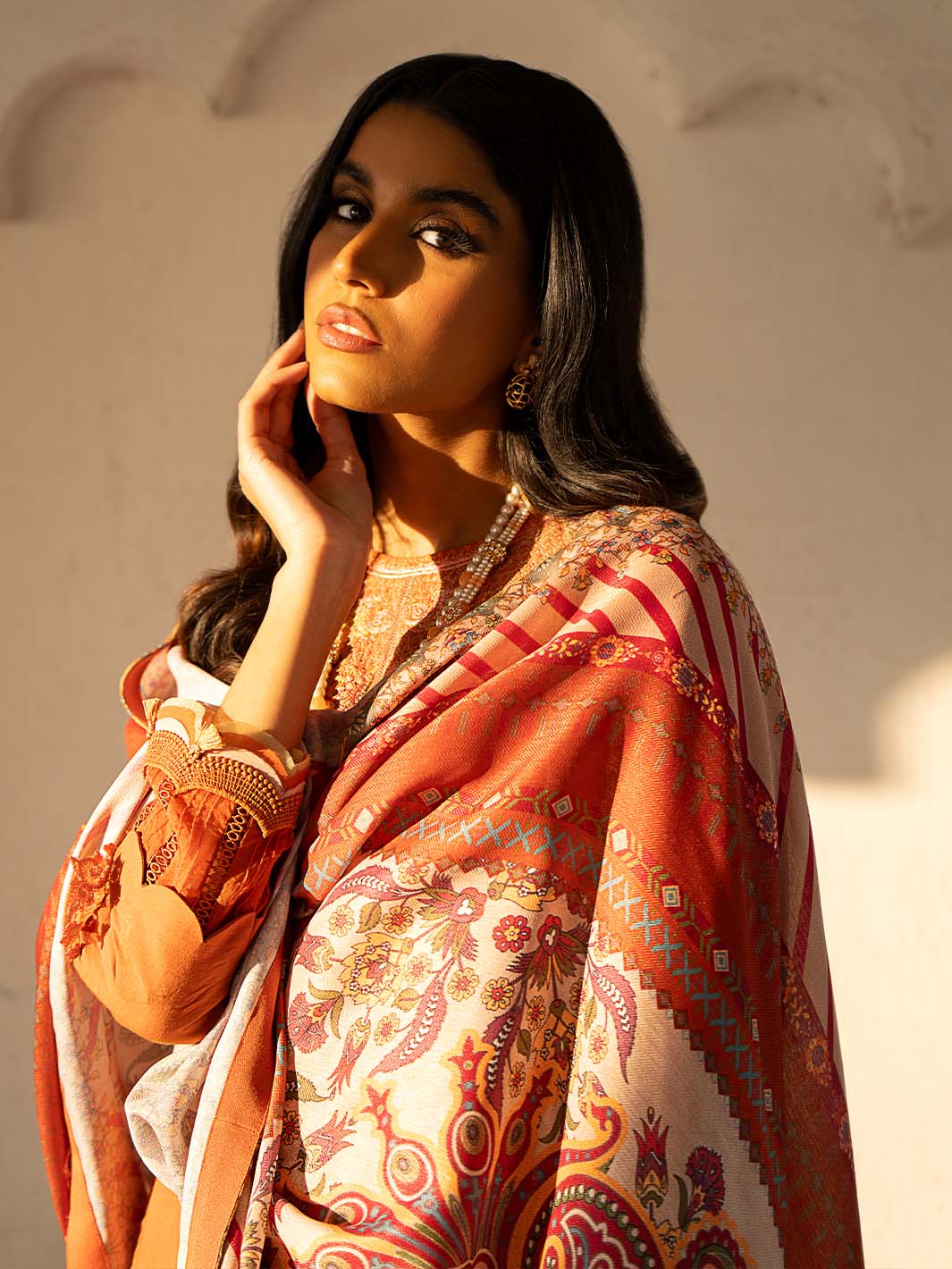karandi Unstitched in Orange