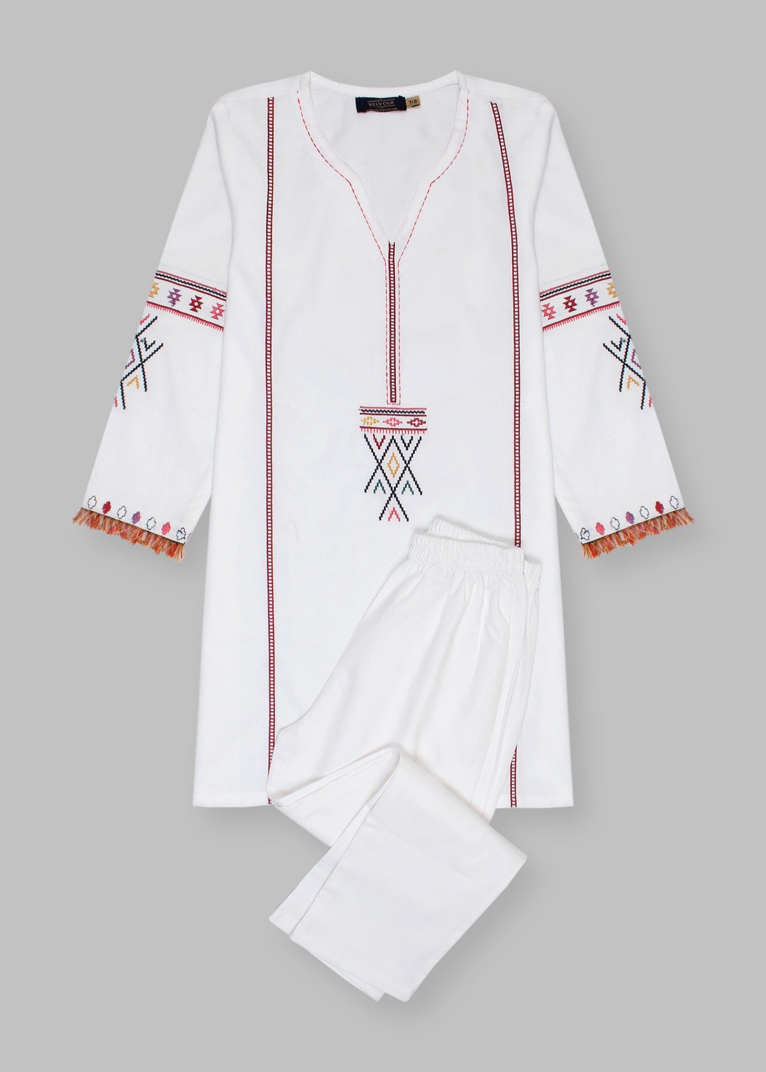 cotton Kurta Set in White