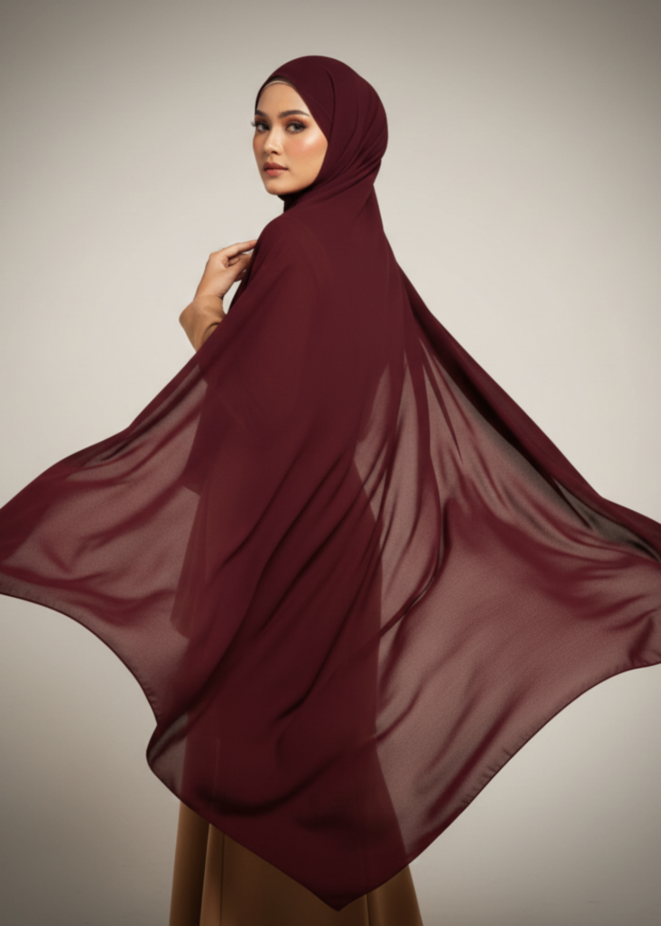chiffon Hijab in Maroon