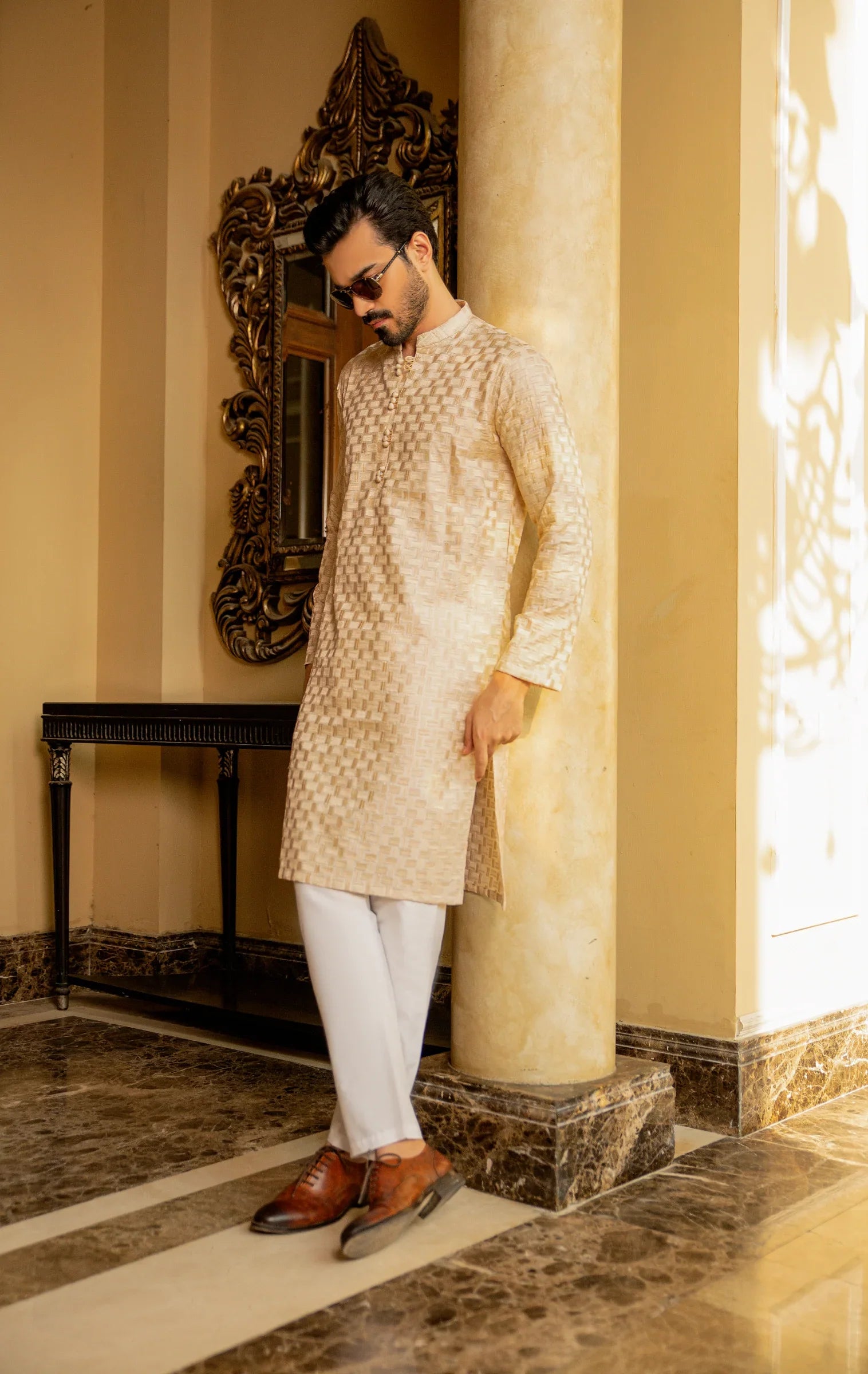 masuri Kurta Set in Gold