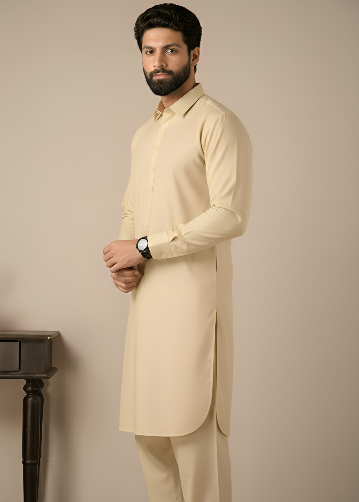poly viscose Shalwar Kameez in Cream