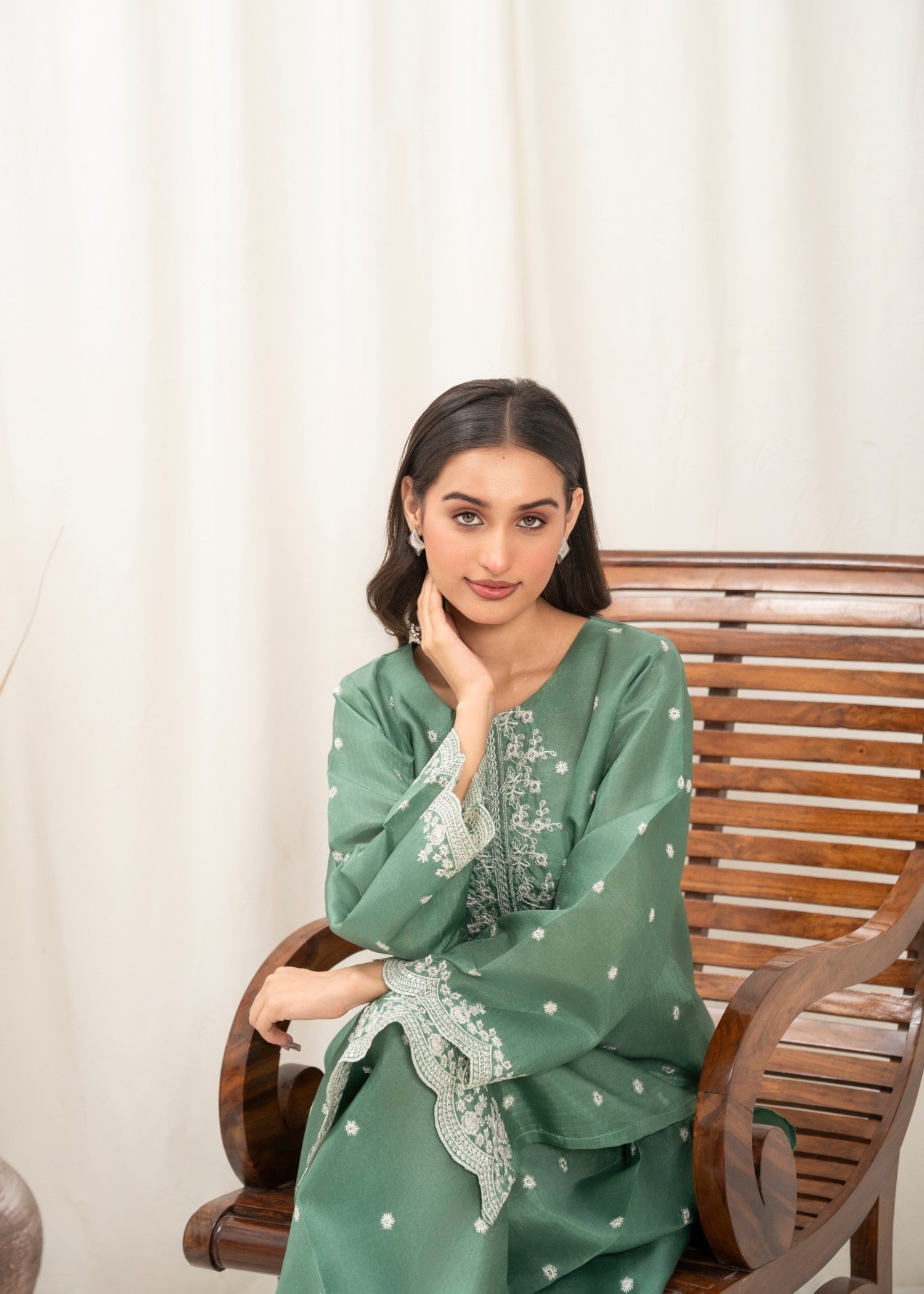 kattan silk Kurta Set in Mint green
