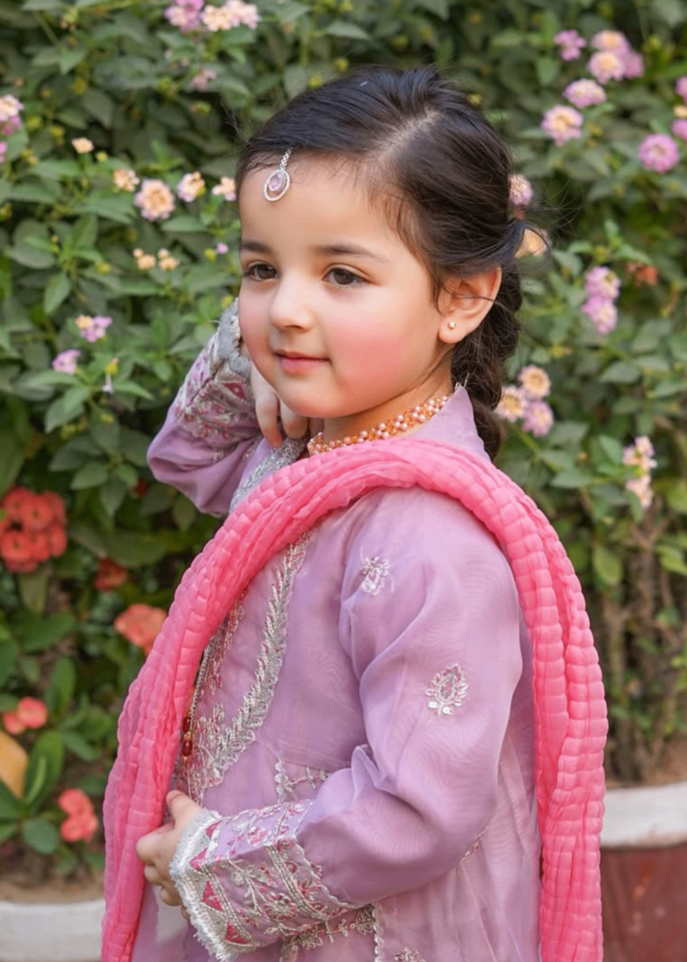 organza Pishwas in Lilac