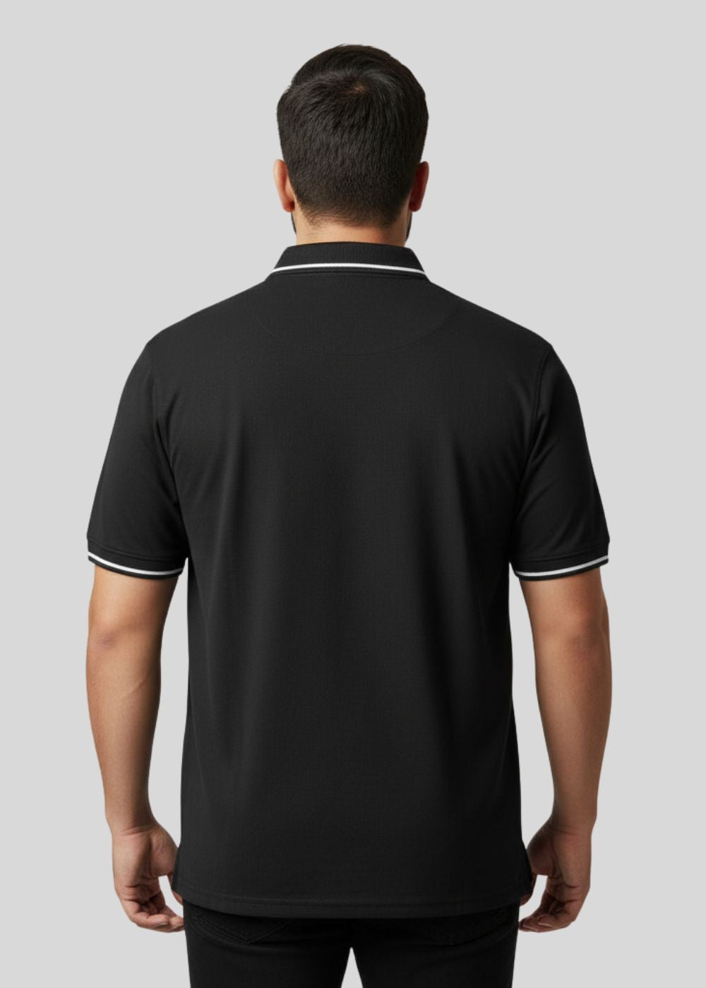cotton pique Polo Shirt in Black by Plus Size