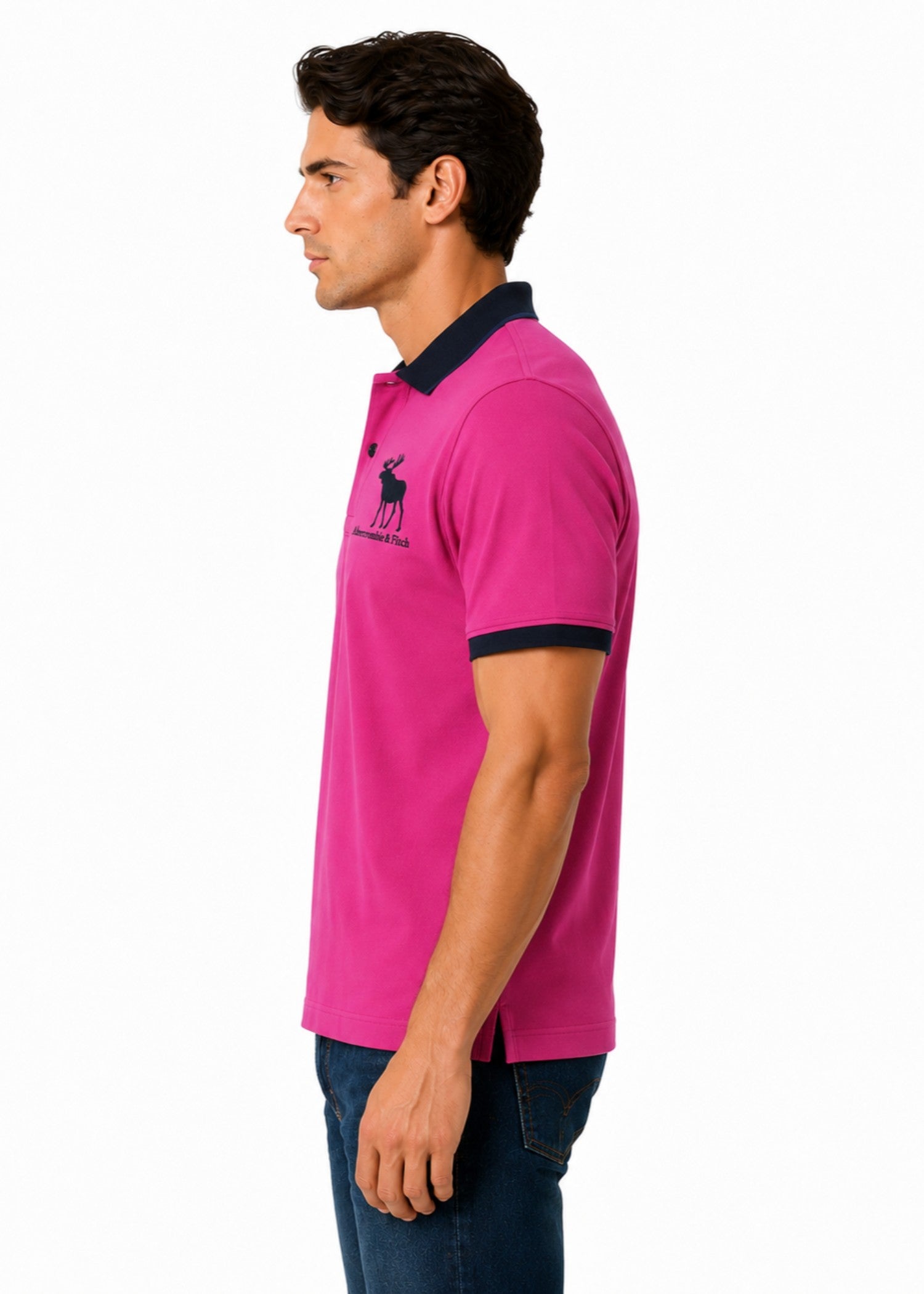 cotton Polo Shirt in Shocking pink