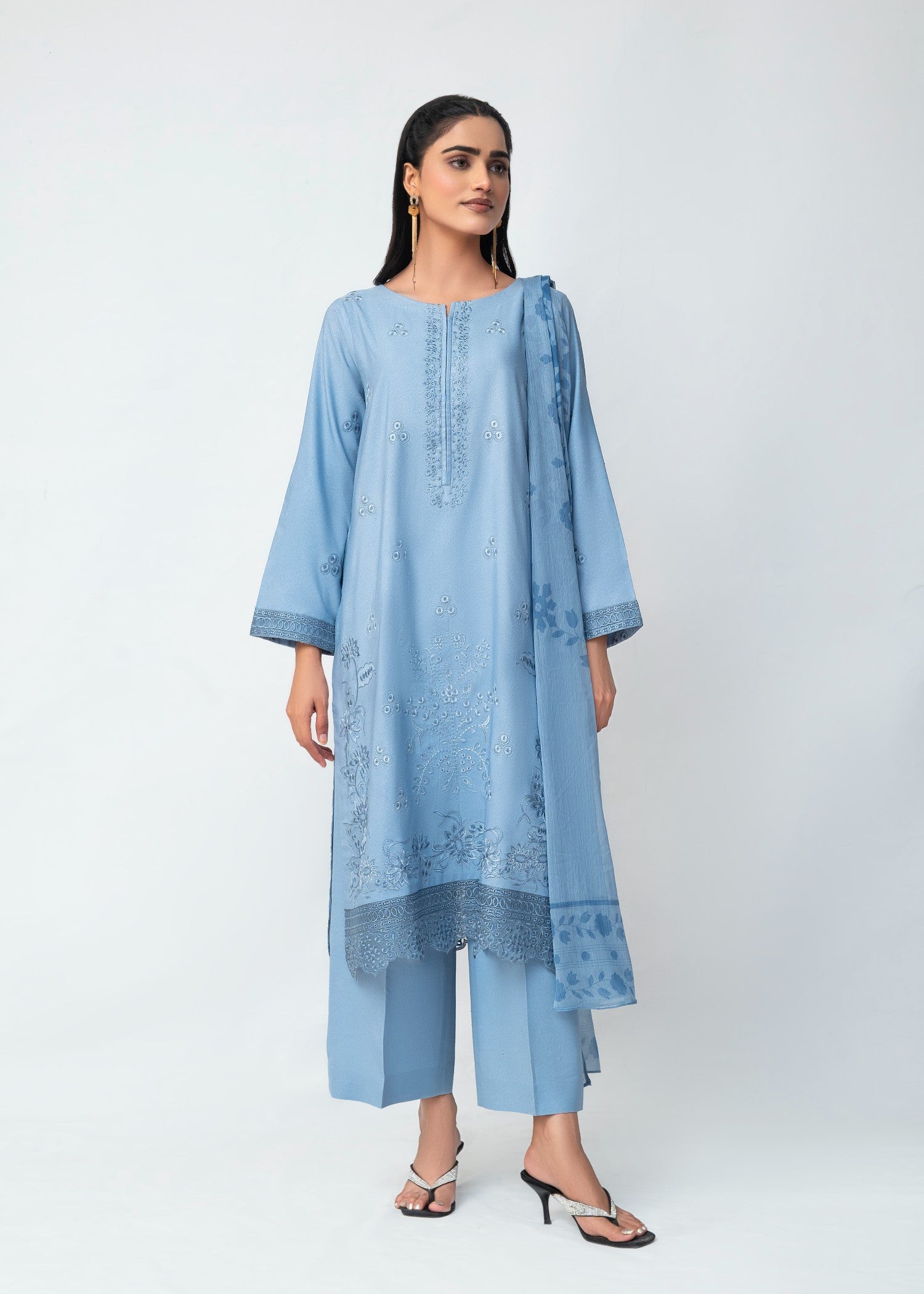 karandi Kurta Set in Sky blue