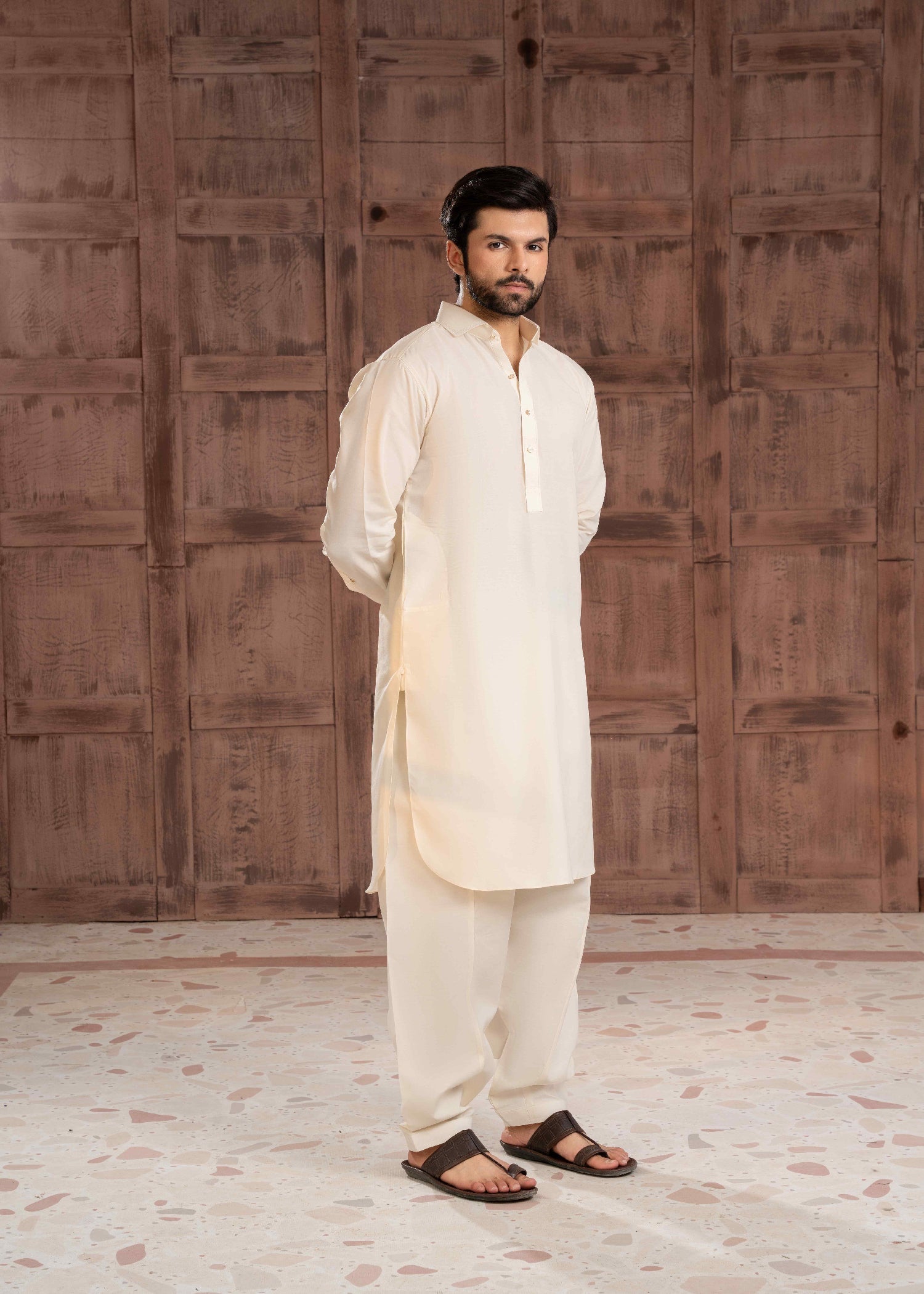 cotton Shalwar Kameez in Off-white