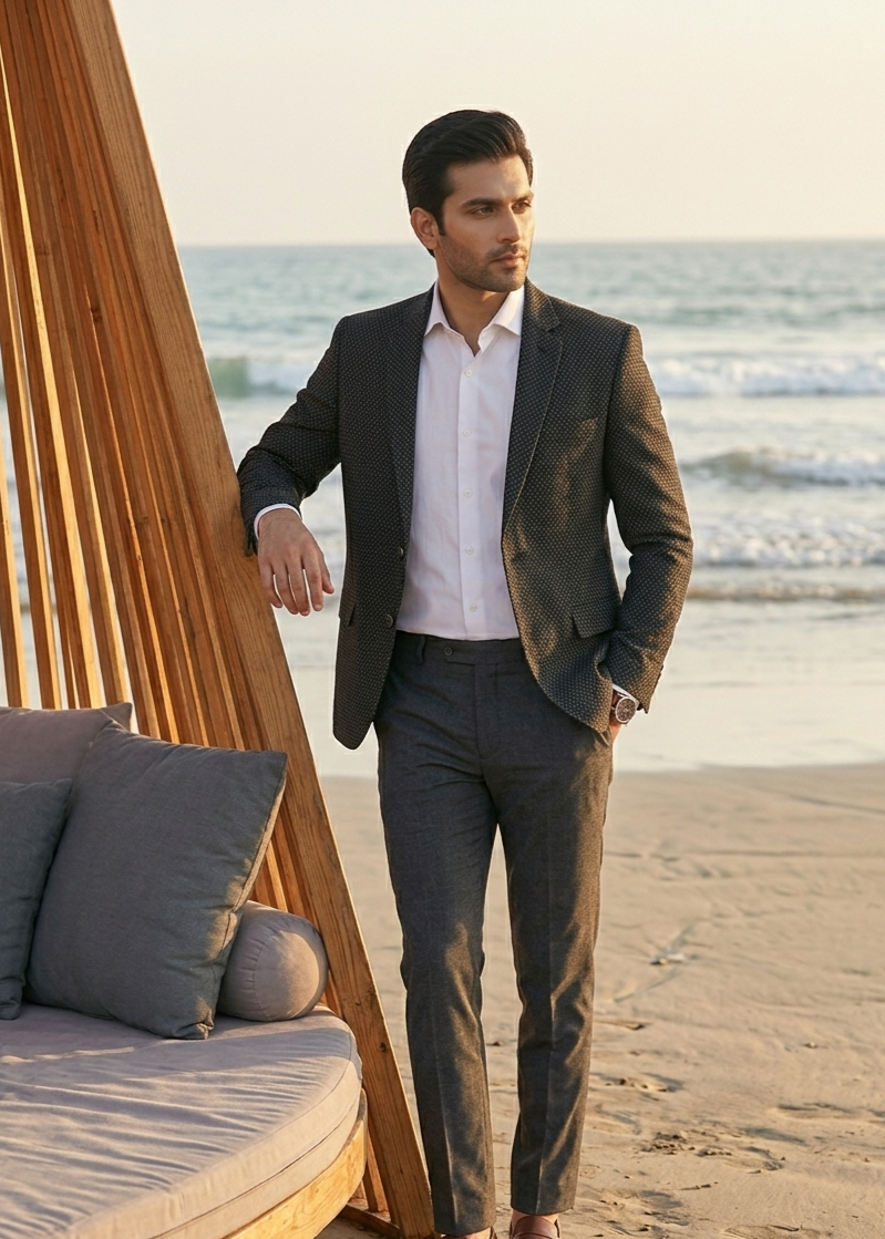 pure wool Blazer in Charcoal black