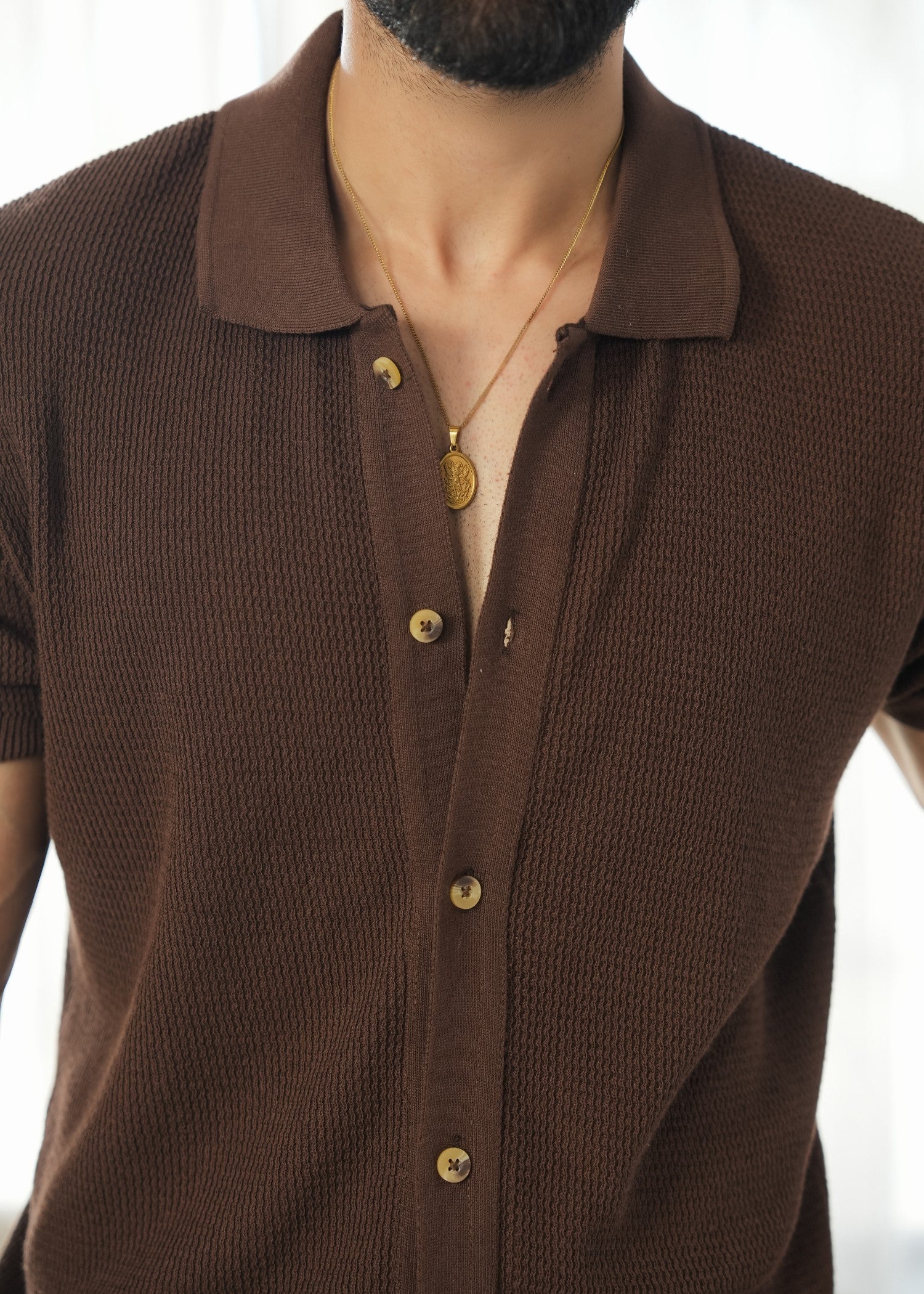 cotton Casual Shirt in Maple brown