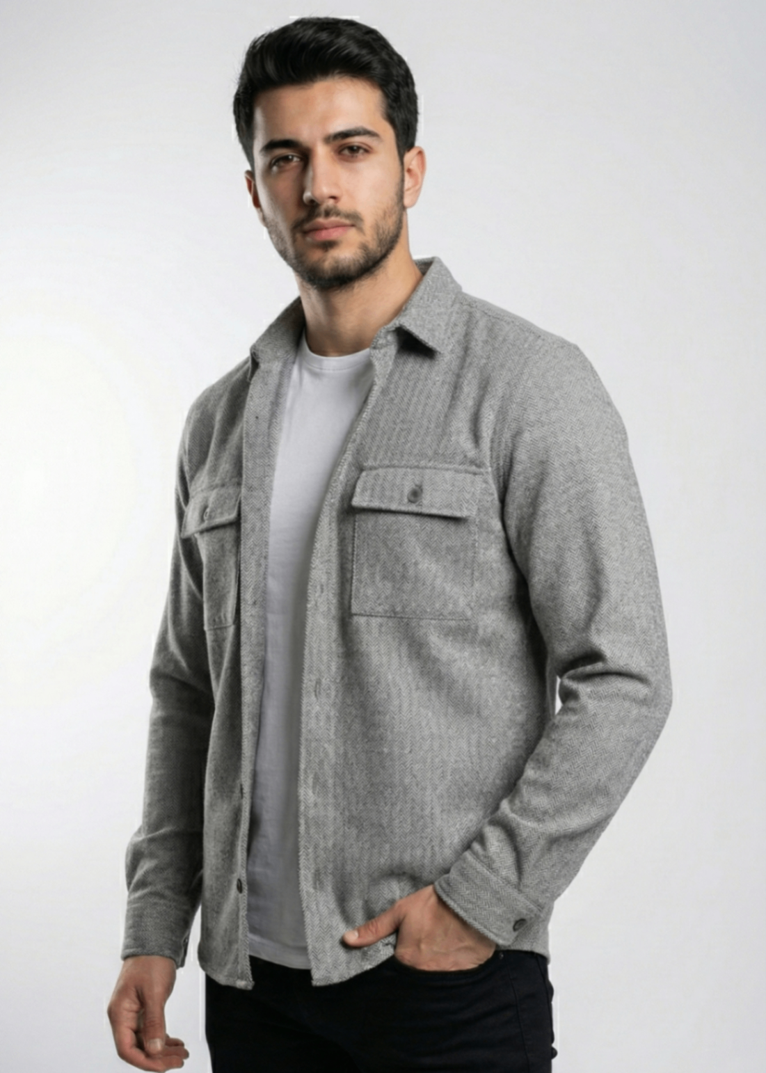wool viscose Casual Shirt in Grey